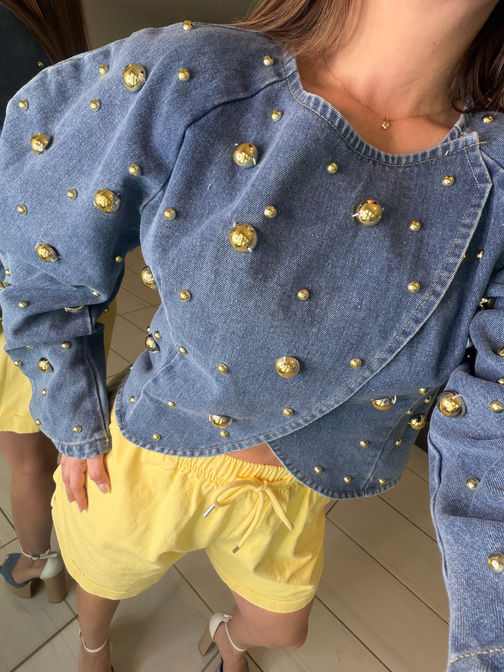 Flare Yellow Denim Short
