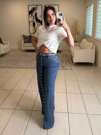 Rhinestones in Velvet White Top