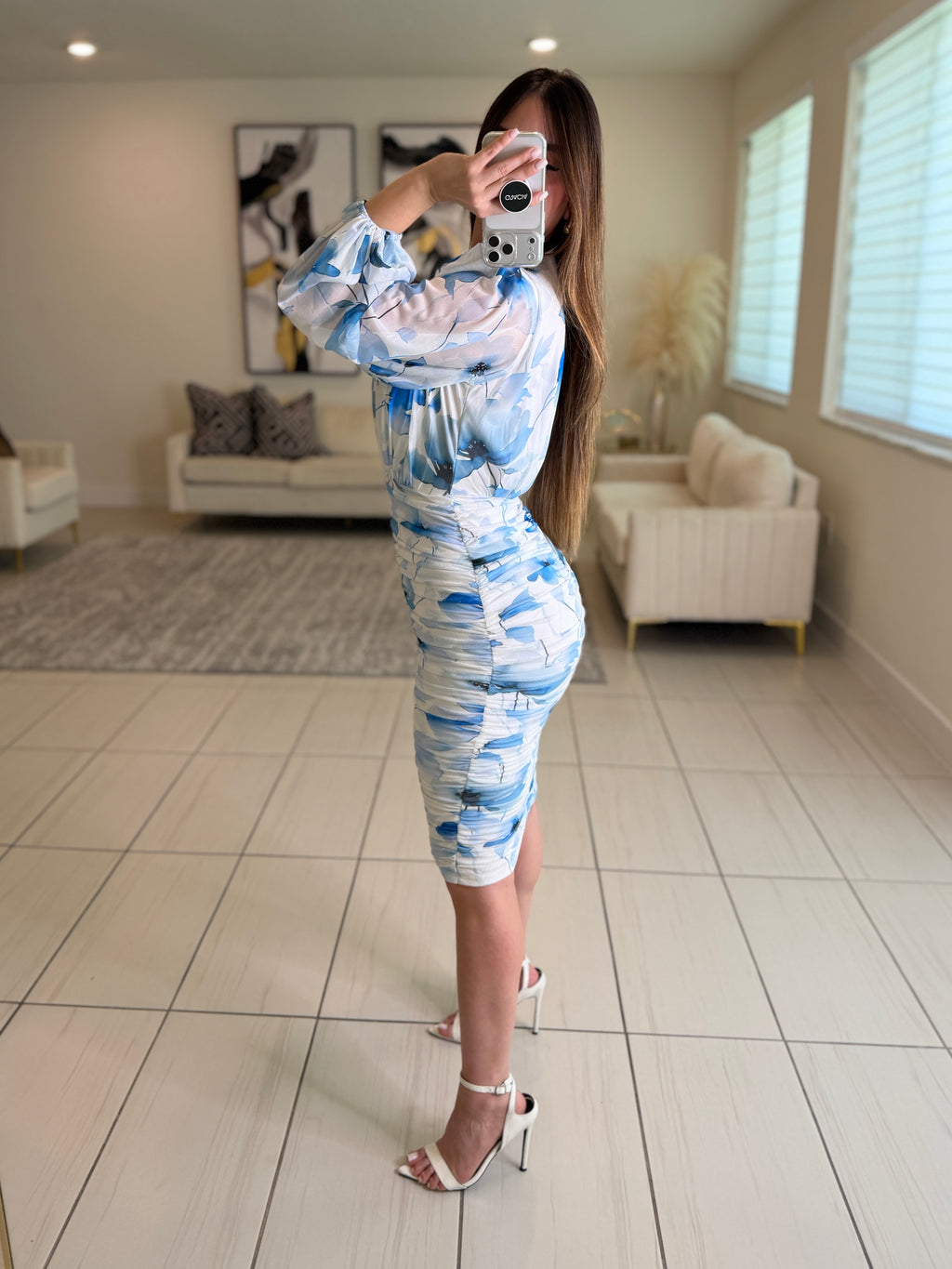 Poetic Floral Blue Dress