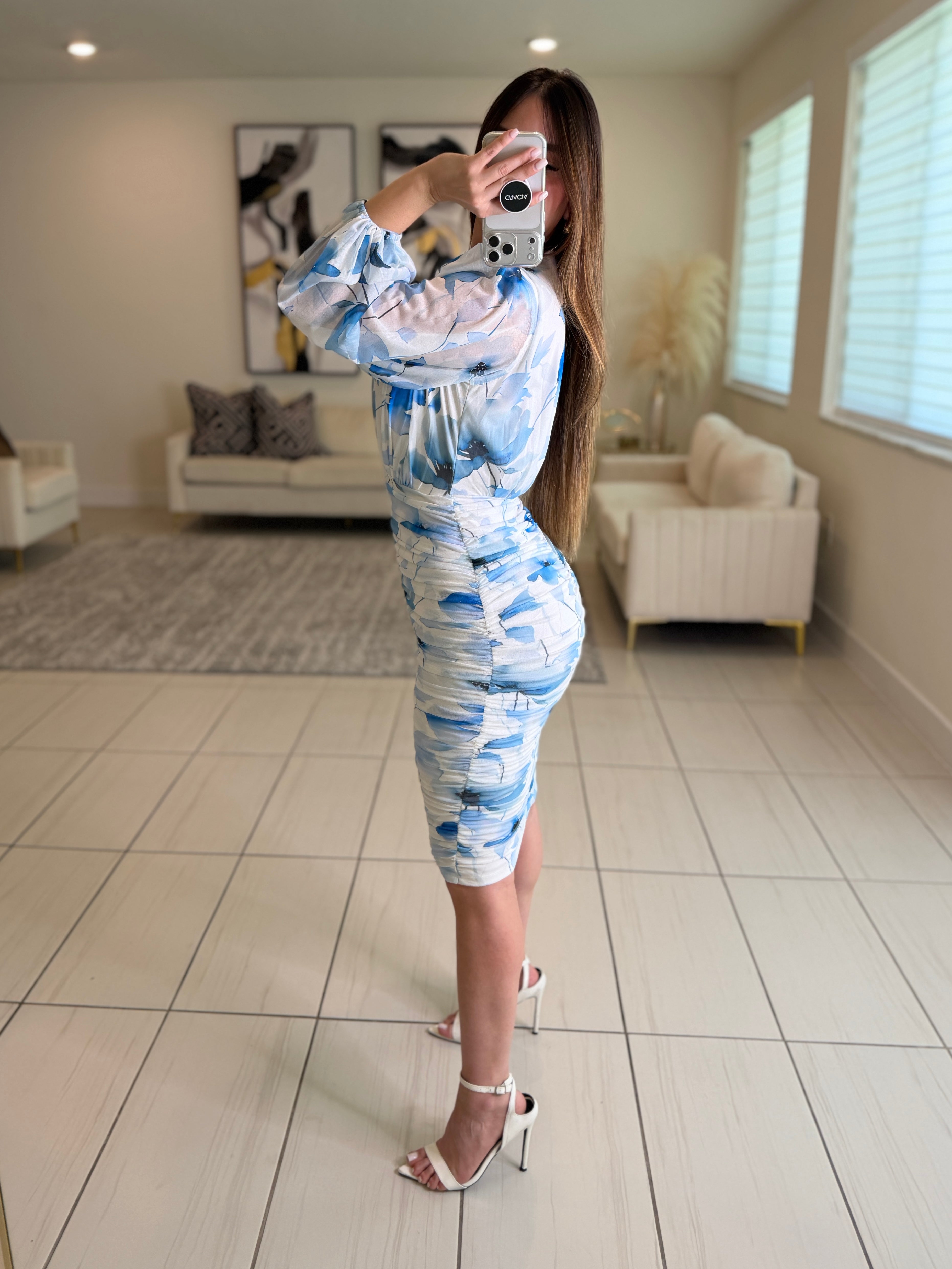 Poetic Floral Blue Dress