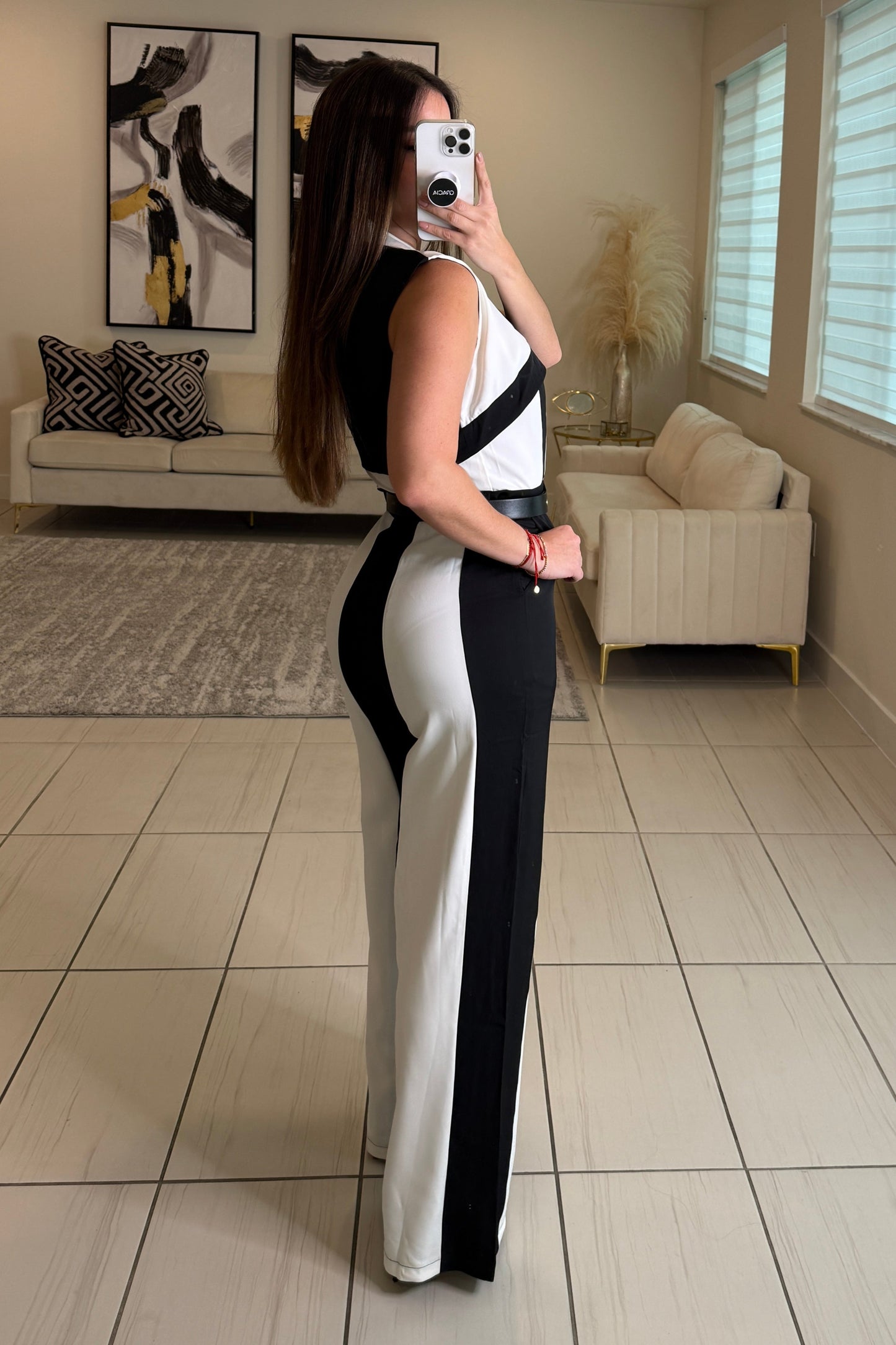 Power Lines Black and White Jumpsuit