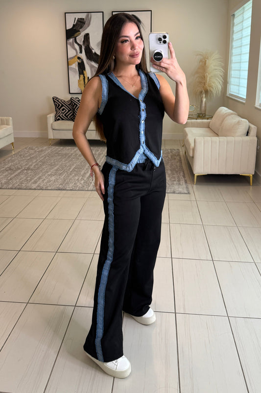 Iconic Black and Denim Contrast Set