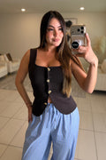 Simplicity Charm Knit Brown Vest Top