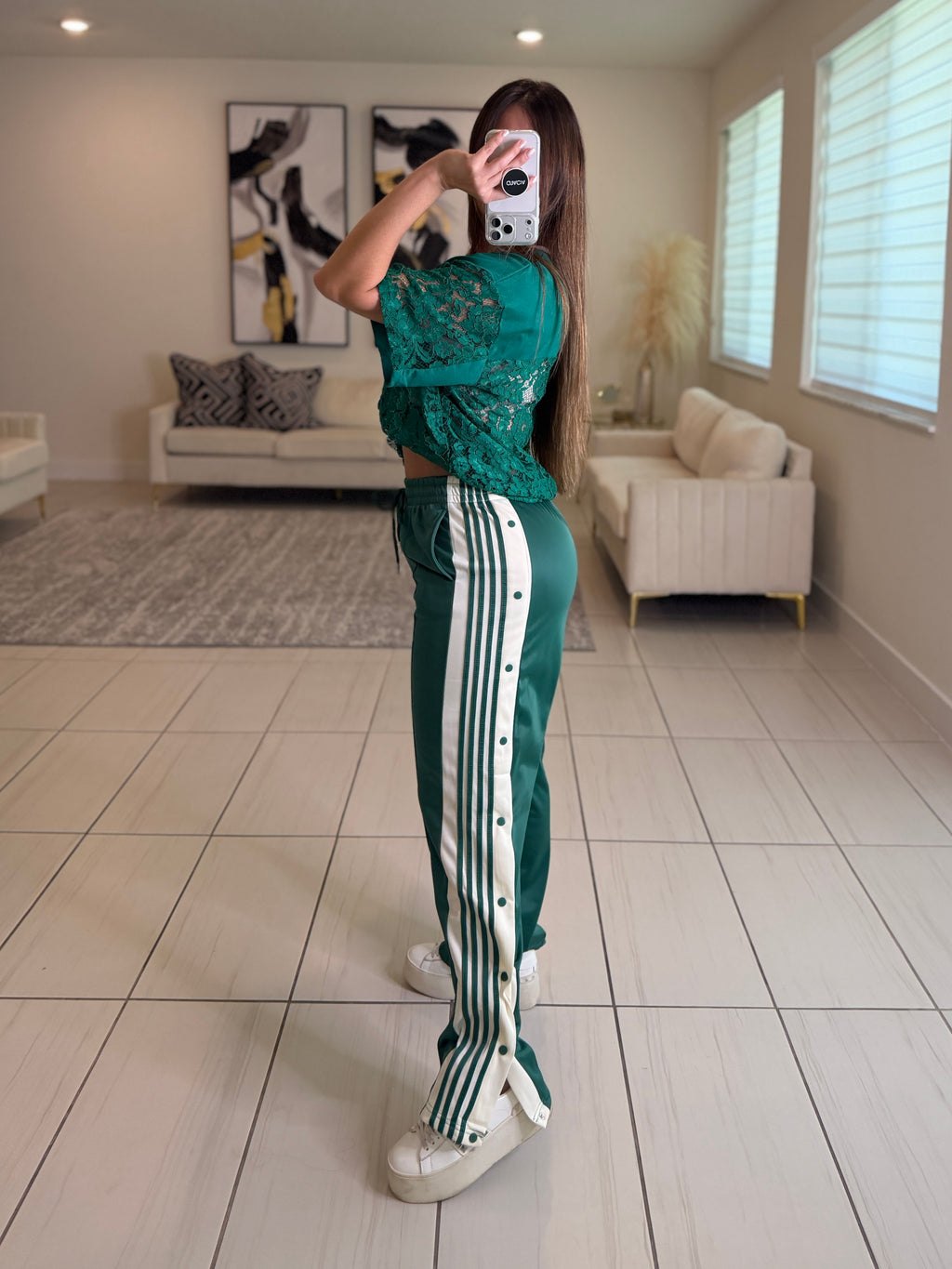 Sporty Chic Green Comfy Pant Set