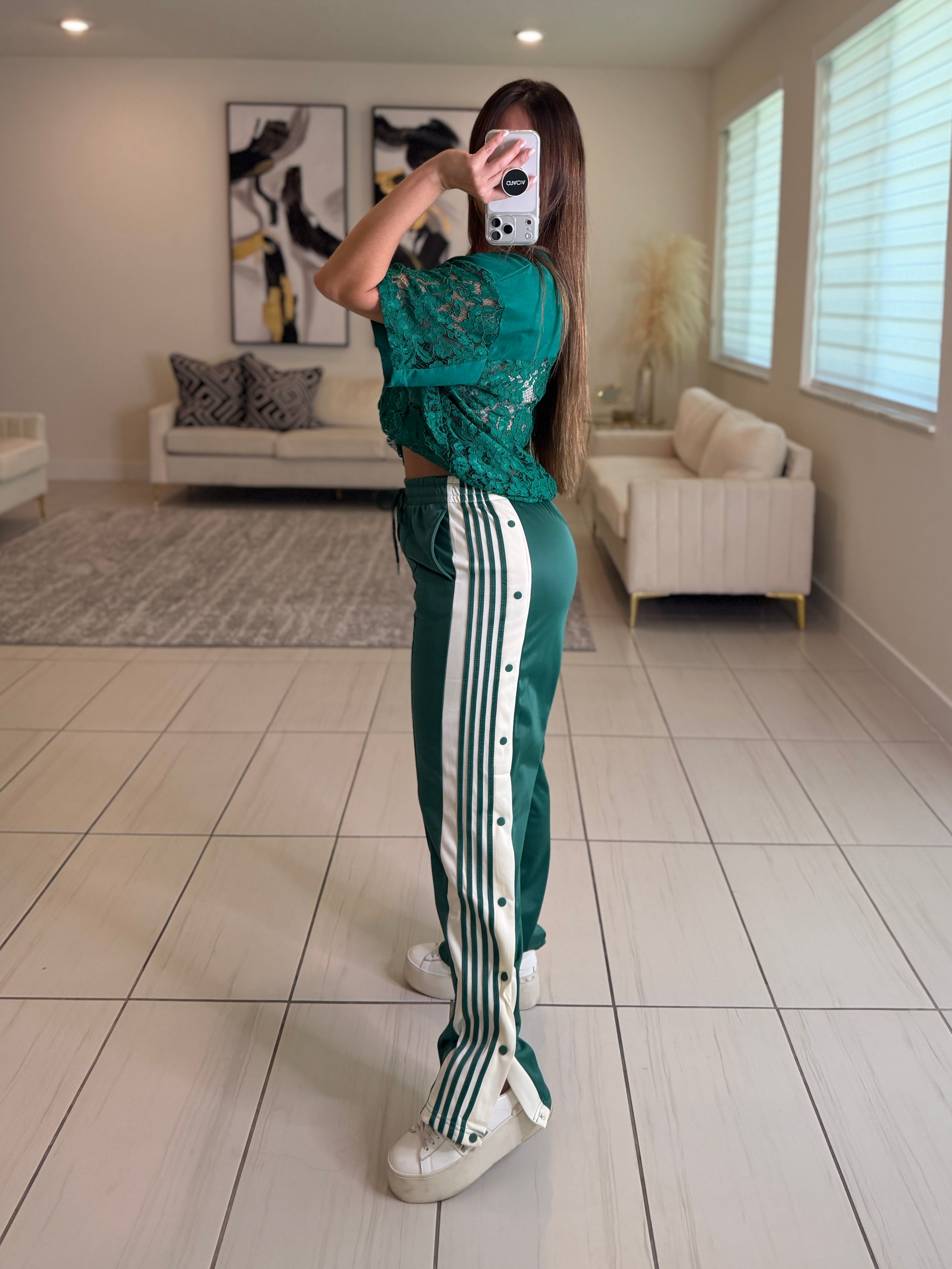 Sporty Chic Green Comfy Pant Set