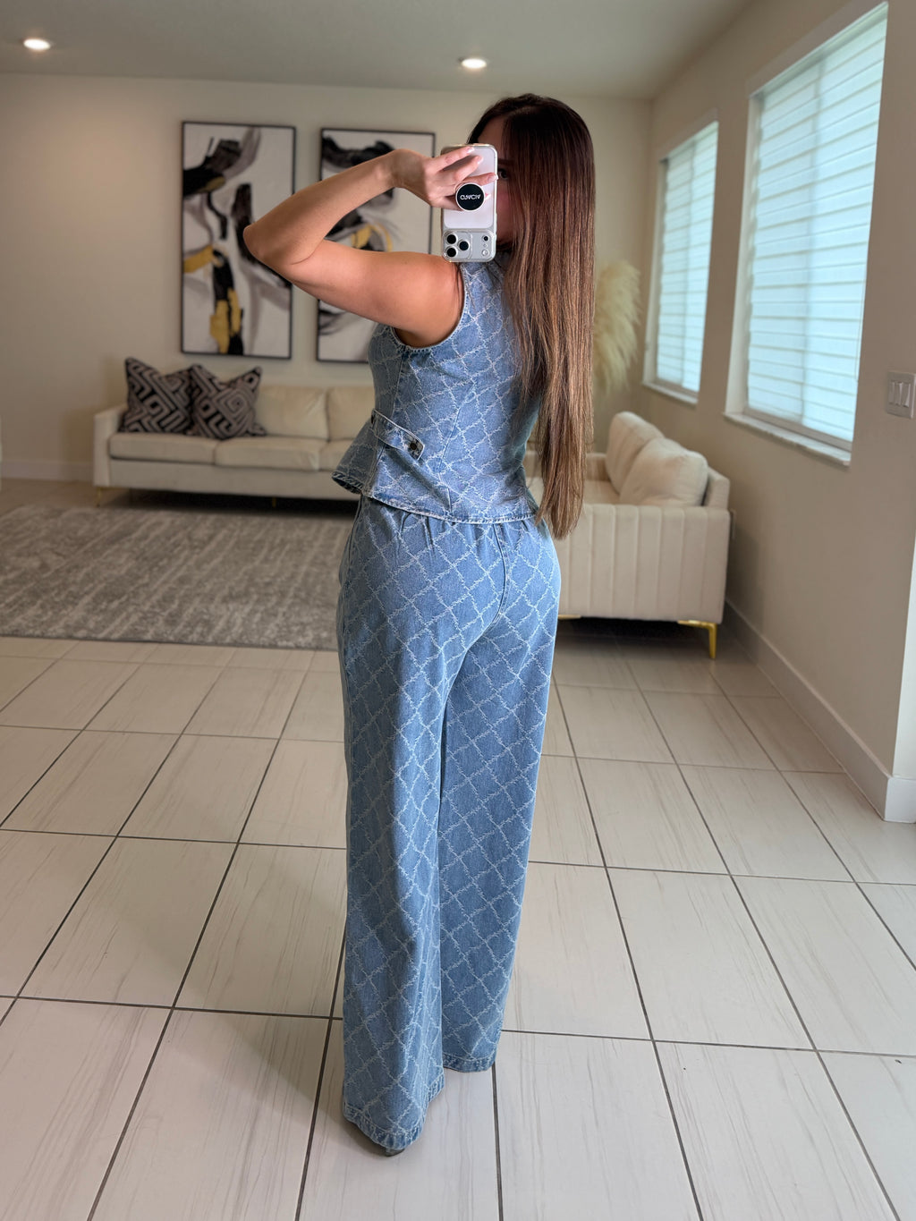 Bright Spring Denim Pant Set