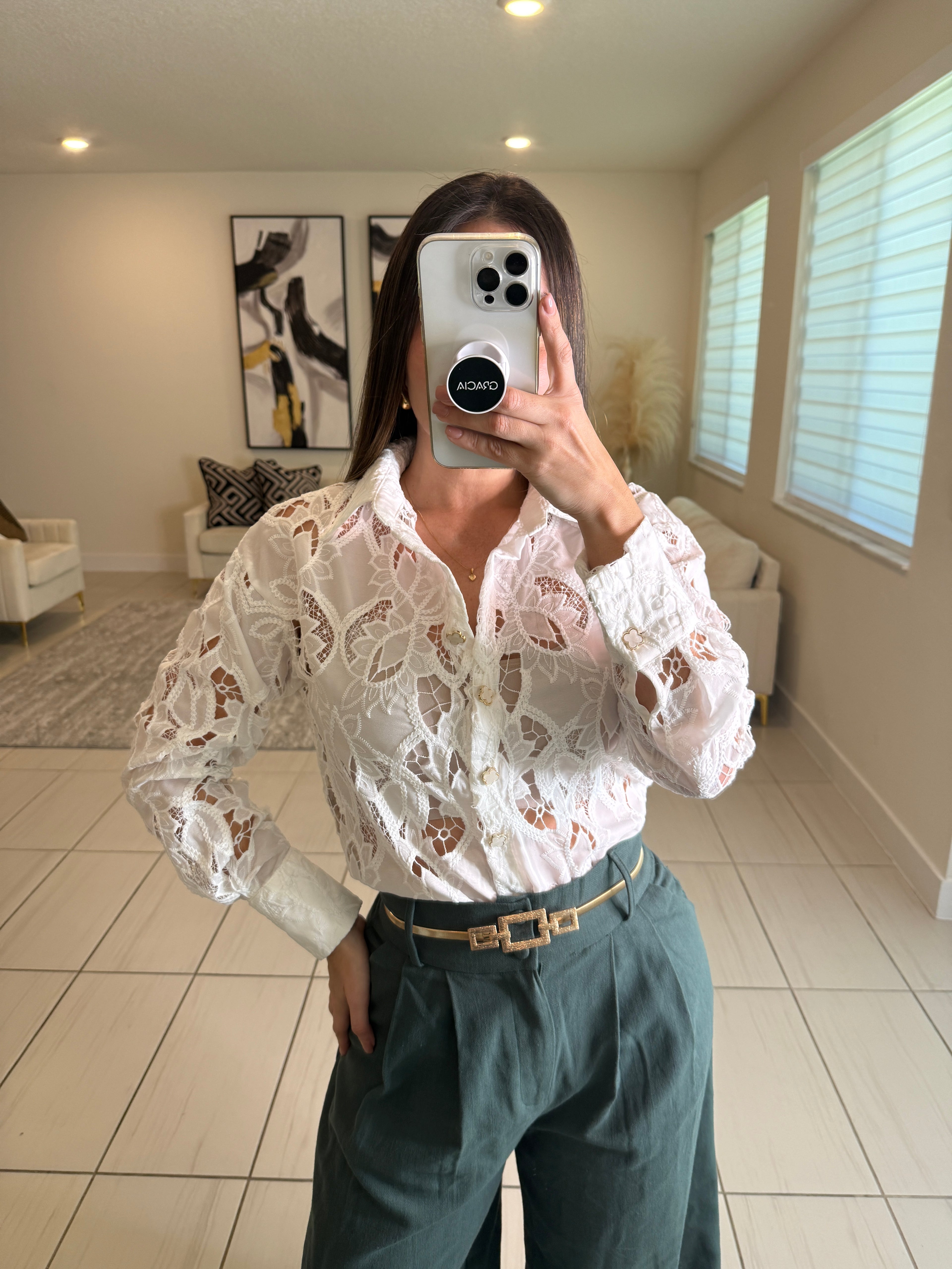 Petal Crochet White Top