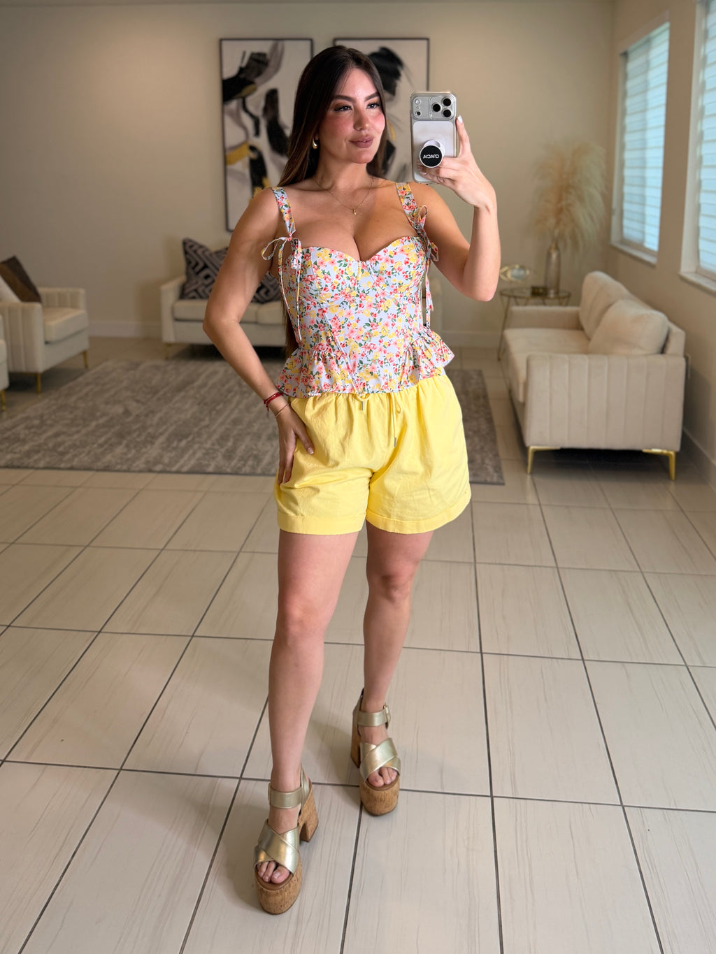 Radiant Reverie Floral Blue Top