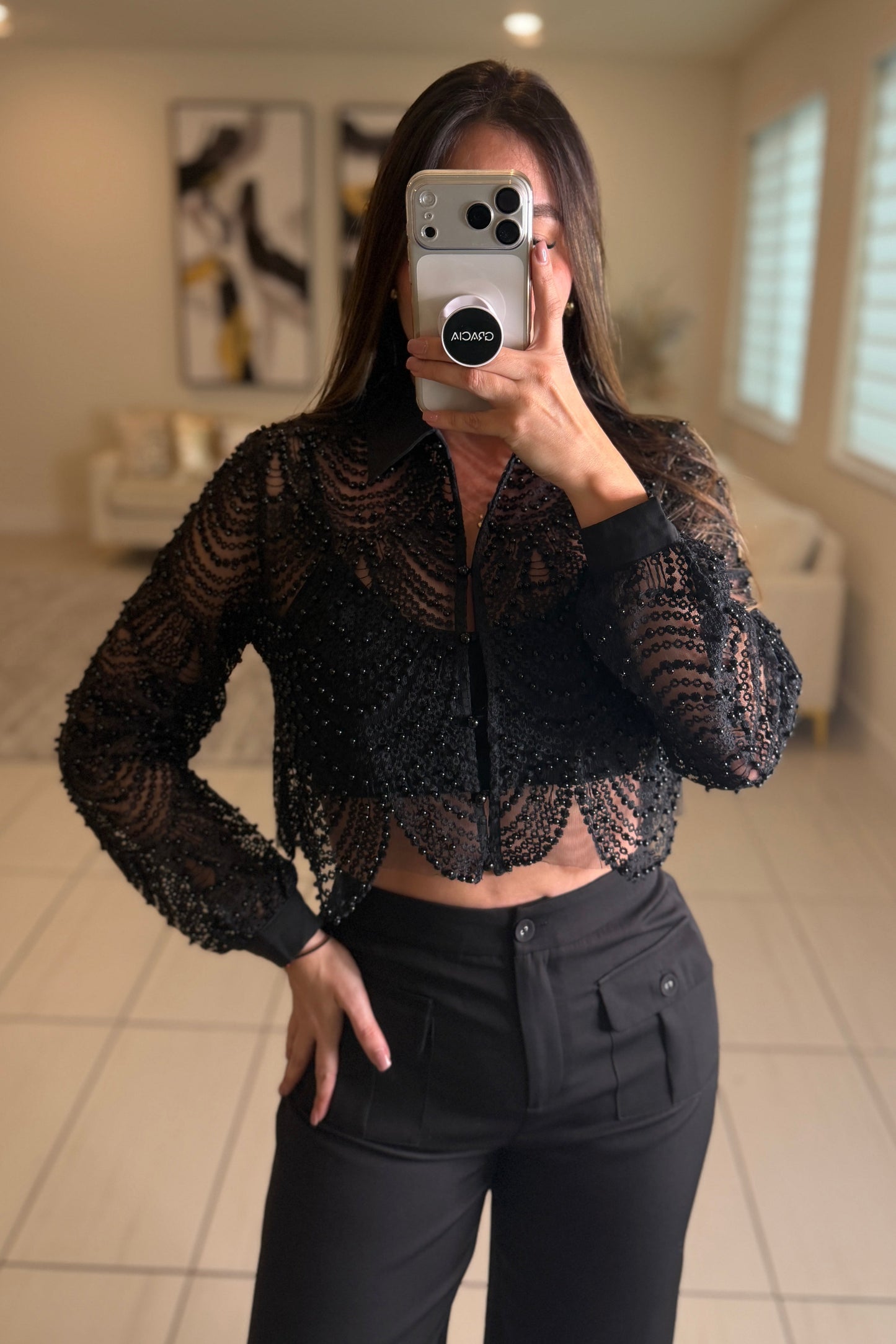 Sugar Vanilla Pearls Black Top