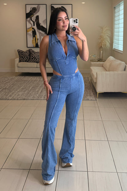 Illusionist Washed Blue Pant Set