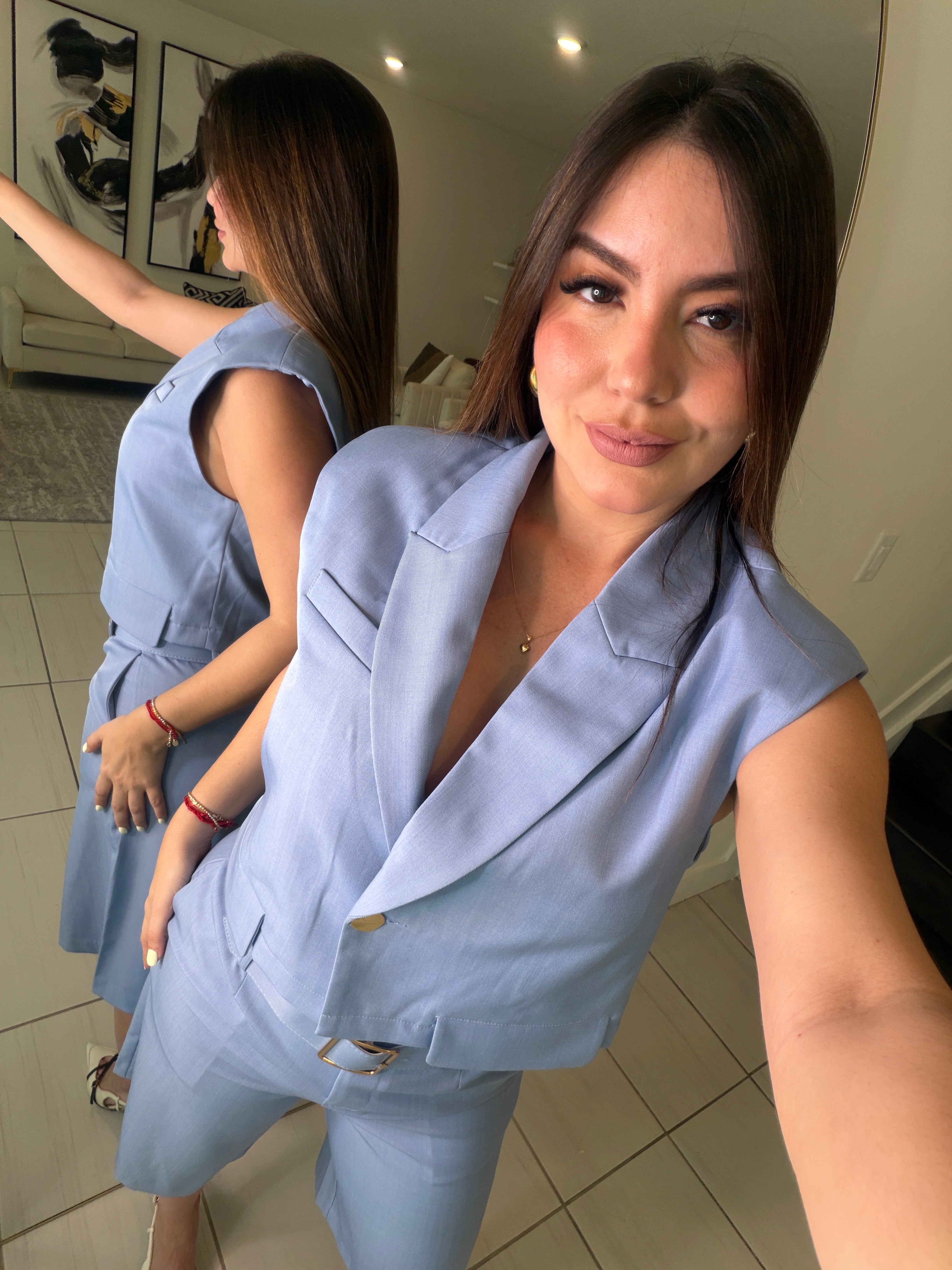 Refined Motion Blue Shorts Set