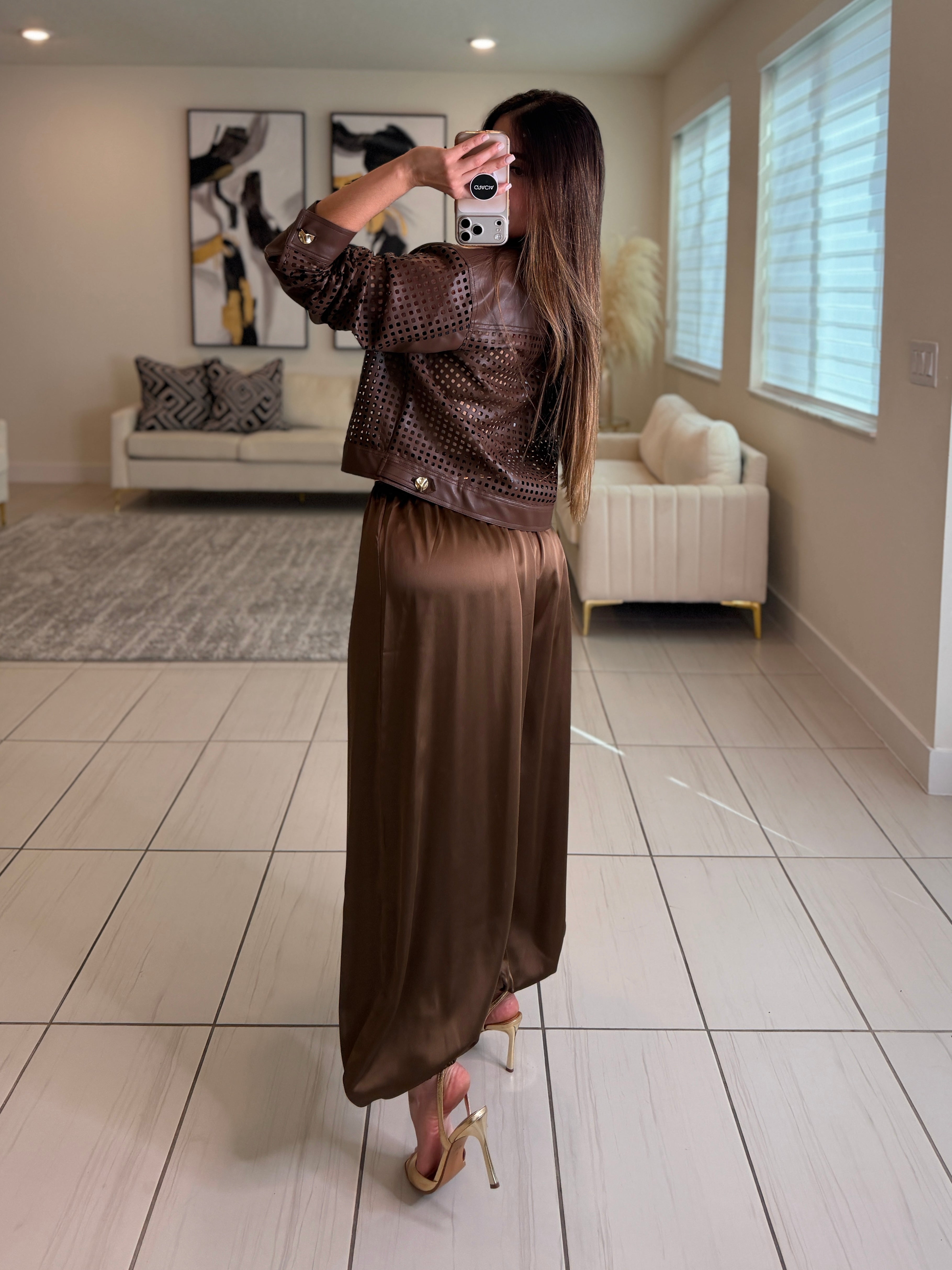 Luxe Faux Leather Brown Jacket