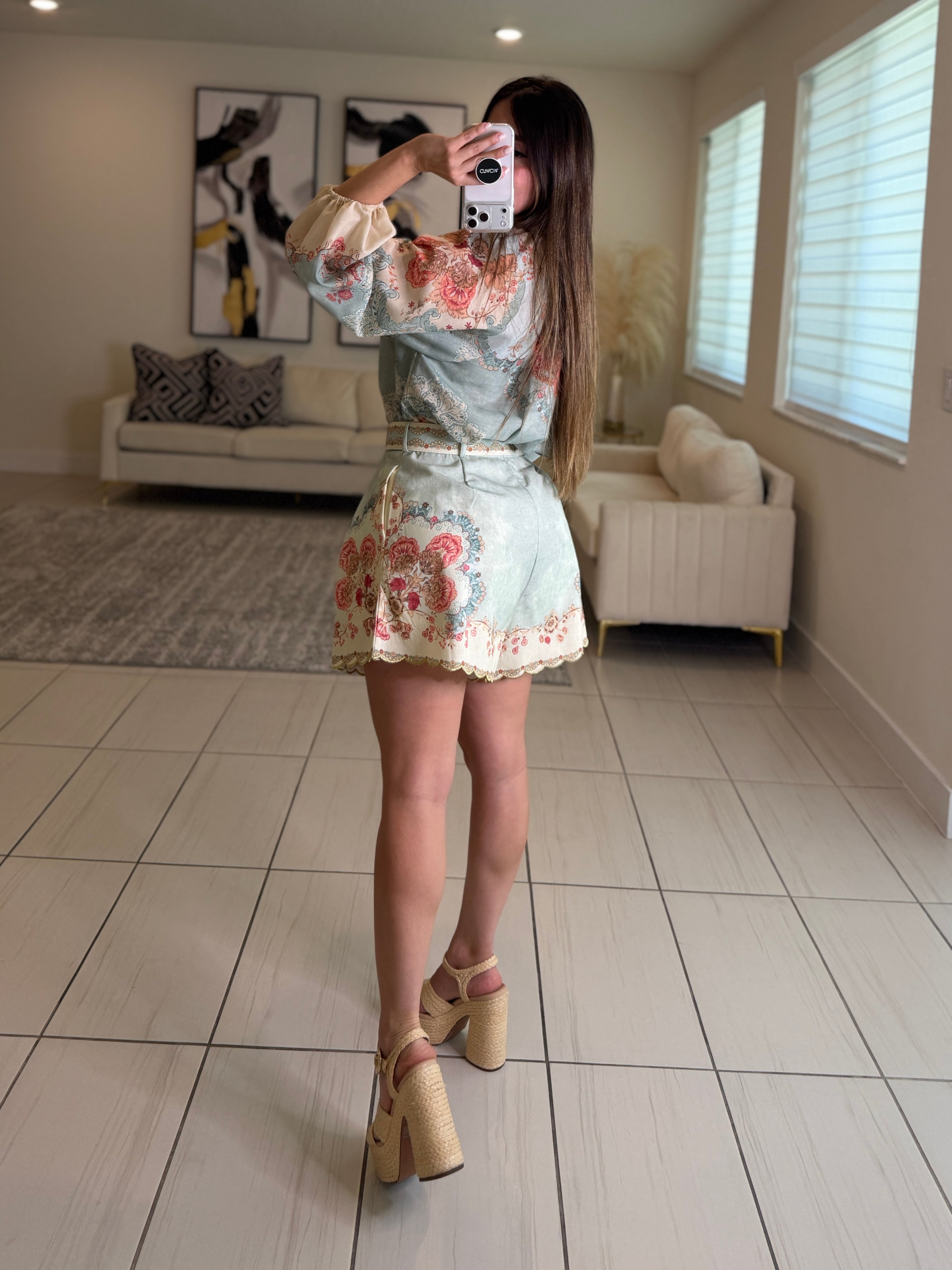 Daylight Floral Ramie Short Set