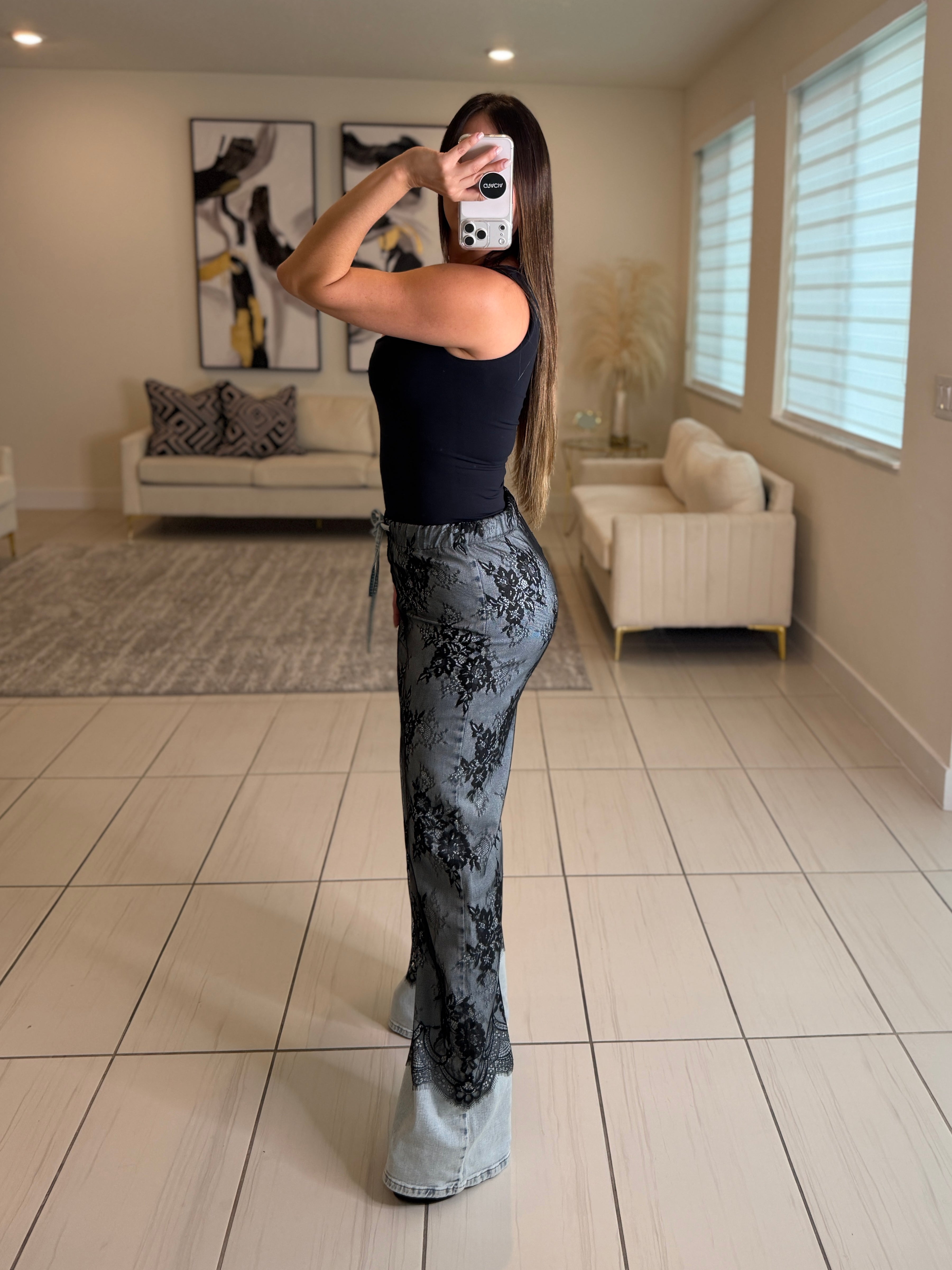 Dangerous Muse Lace Denim Pants