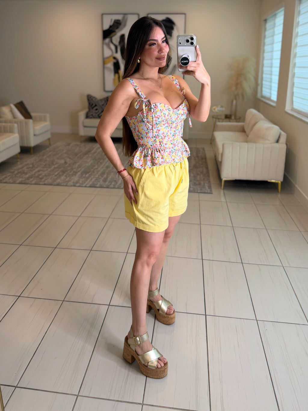 Radiant Reverie Floral Blue Top