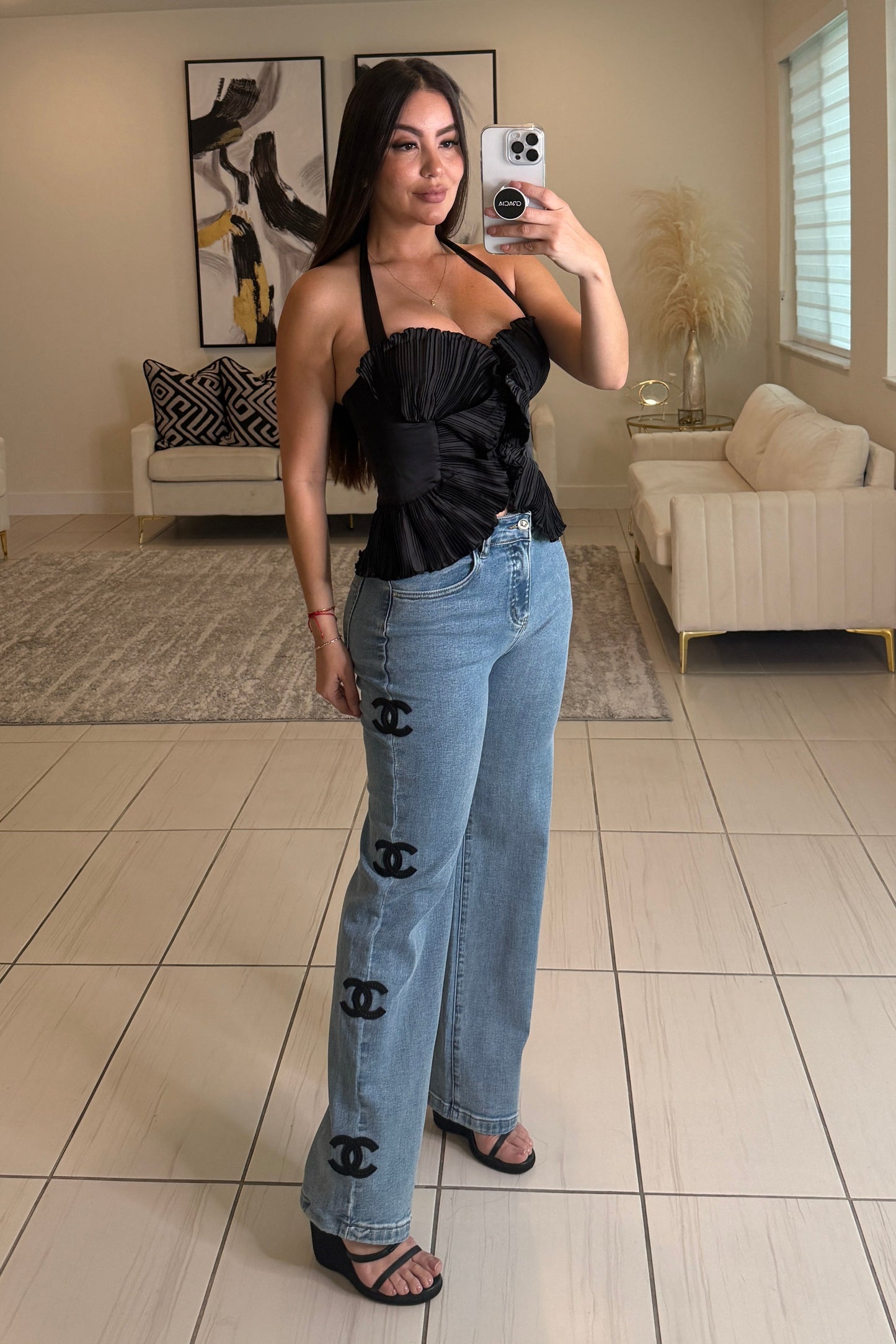 Shadow Bloom Black Top