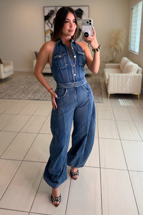 Divine Desire Blue Denim Jumpsuit