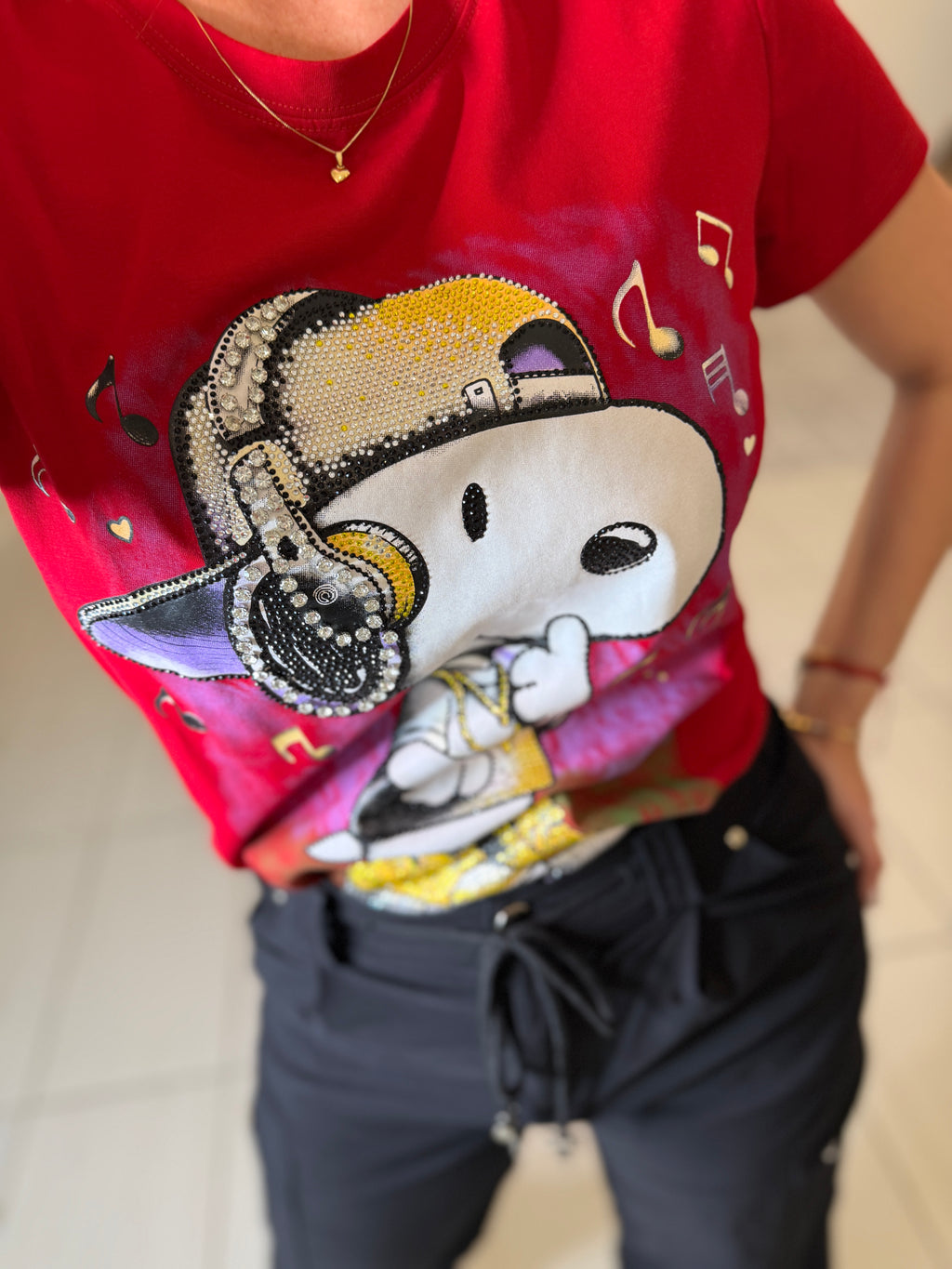 Funny Rhinestones Red Tshirt