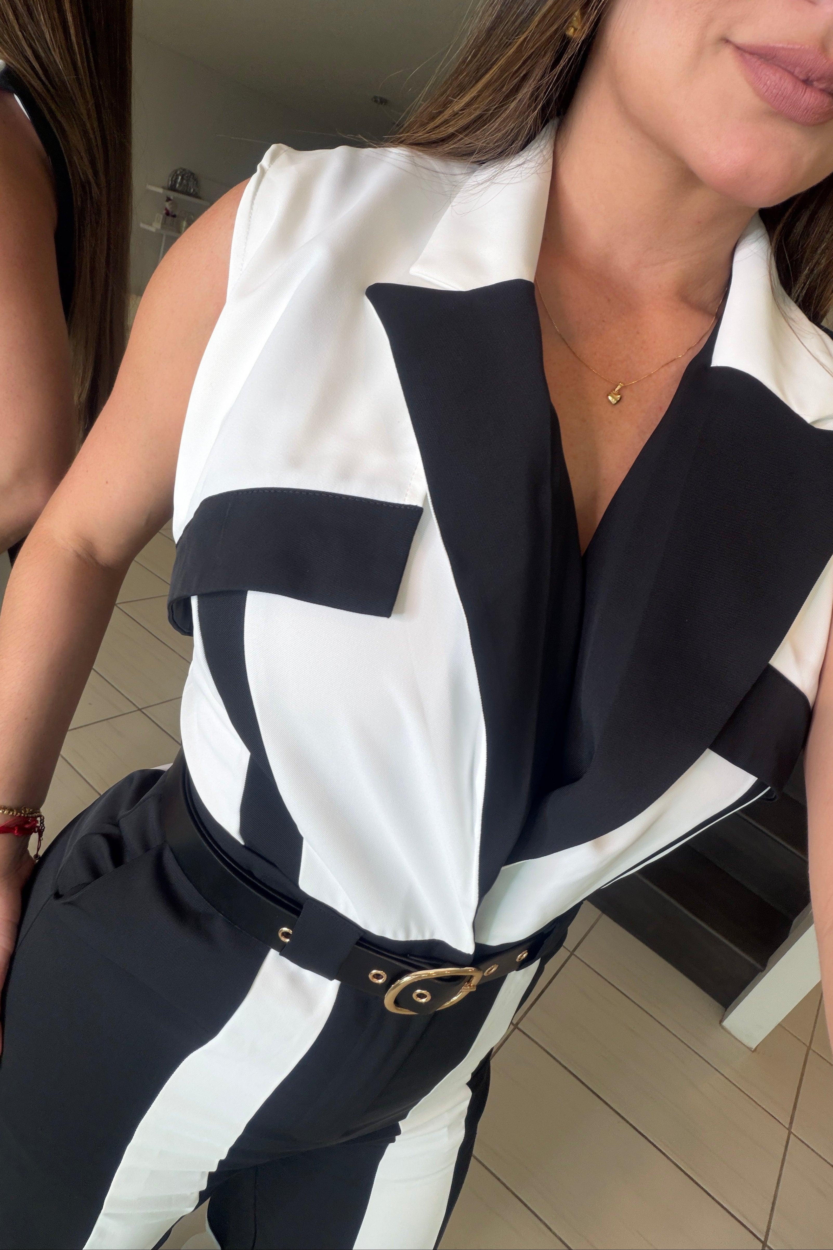 Power Lines Black and White Jumpsuit