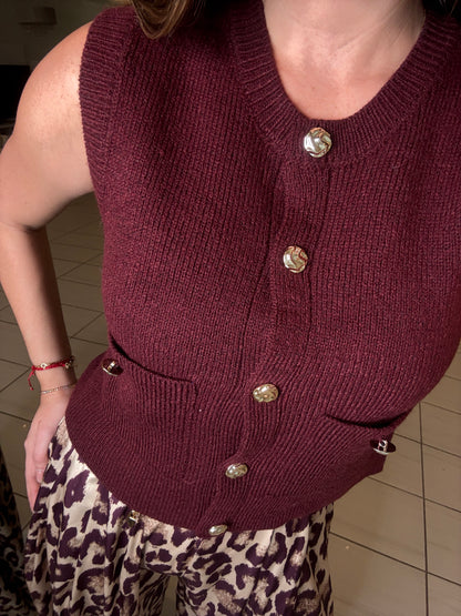 Simplicity Charm Knit Red Wine Vest
