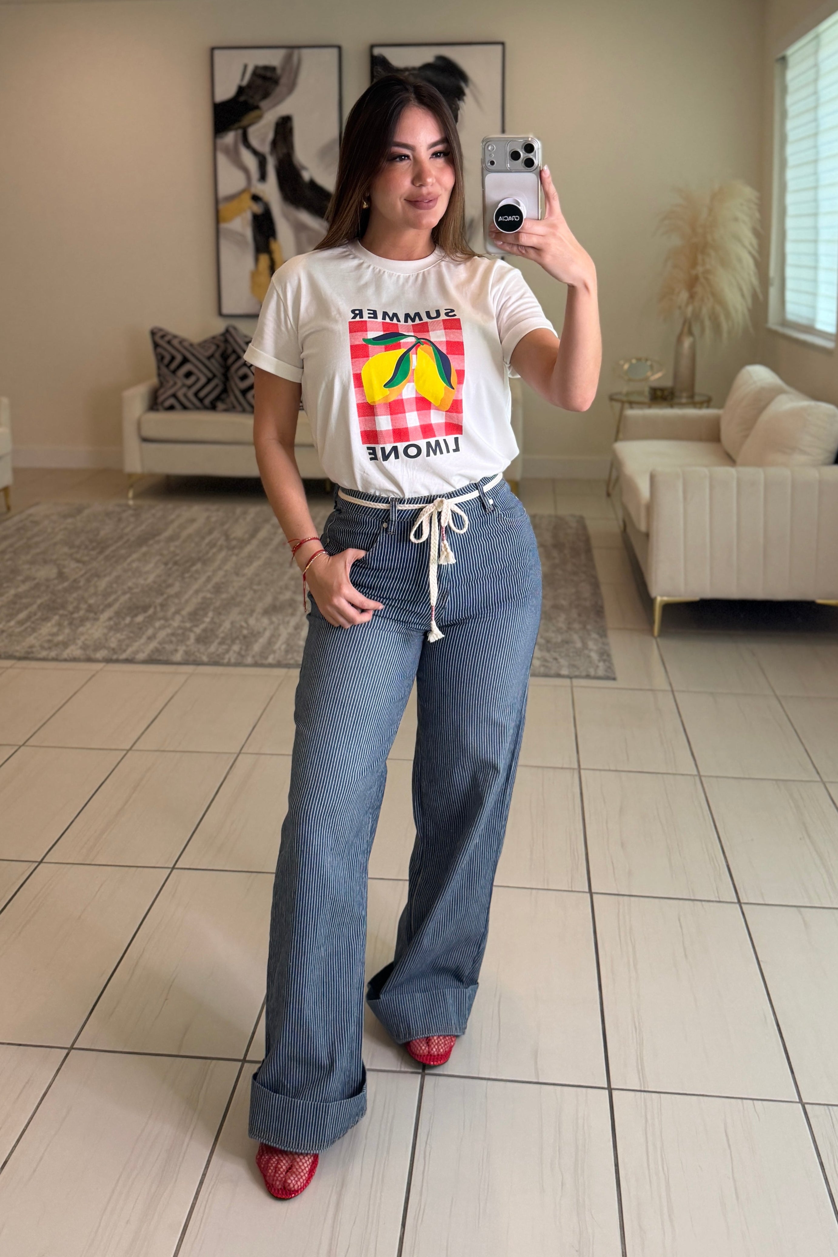 Power Lines Stripes Denim Pants