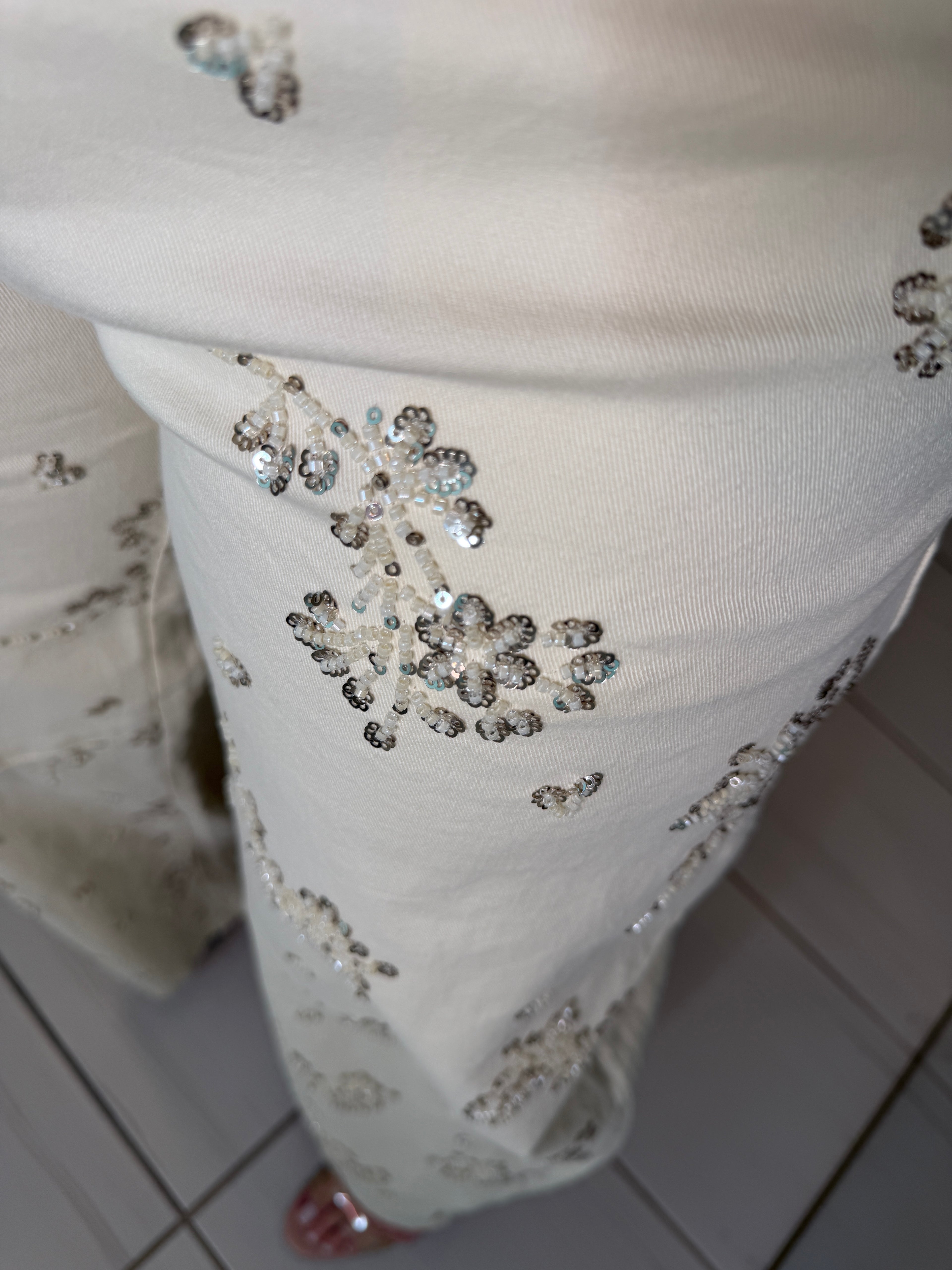 Blossom Sequin Beige Pant Set