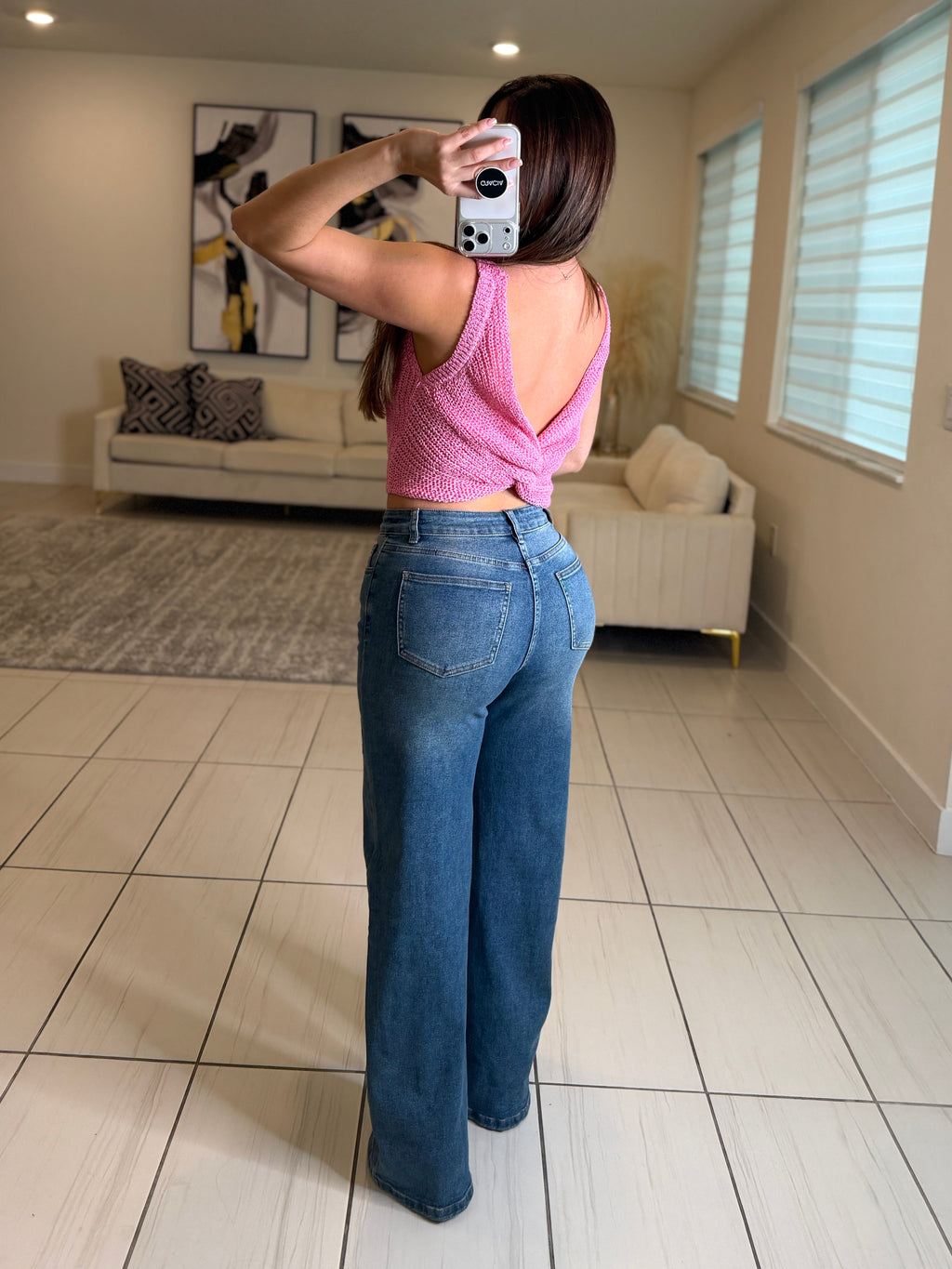 The Bloom Effect Floral Blue Denim Pants