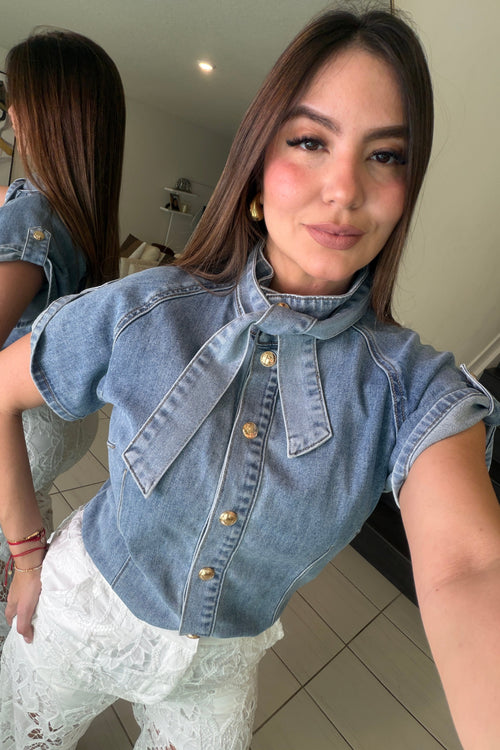 Elegant Light Blue Denim Shirt