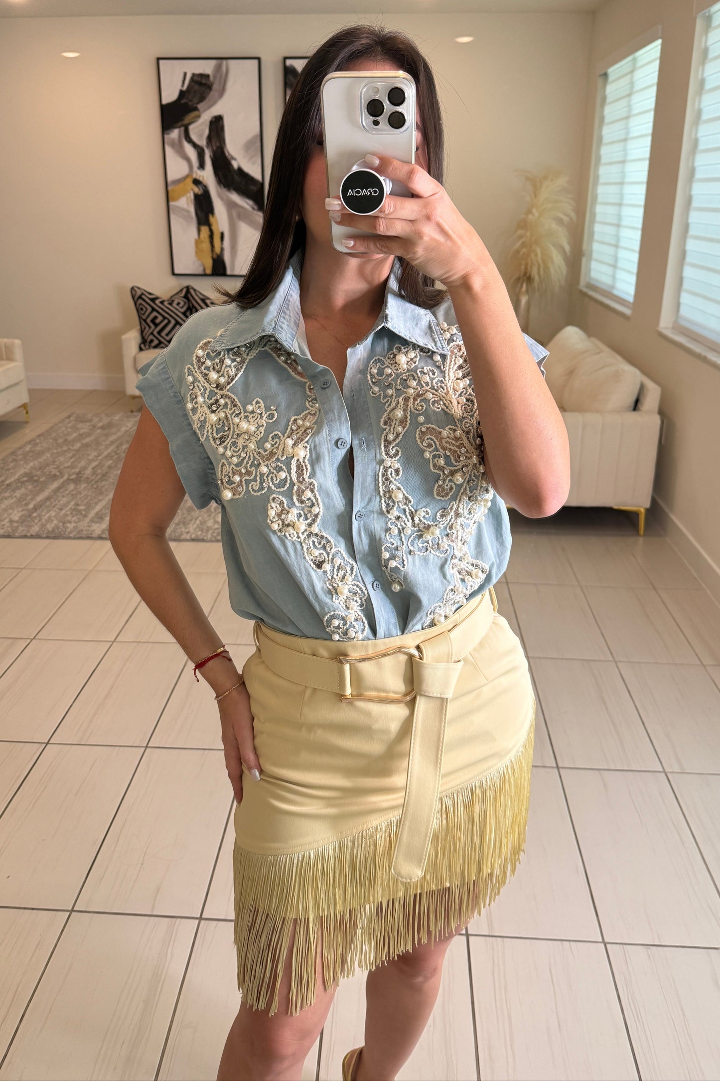 Glow Sand Fringe Skirt