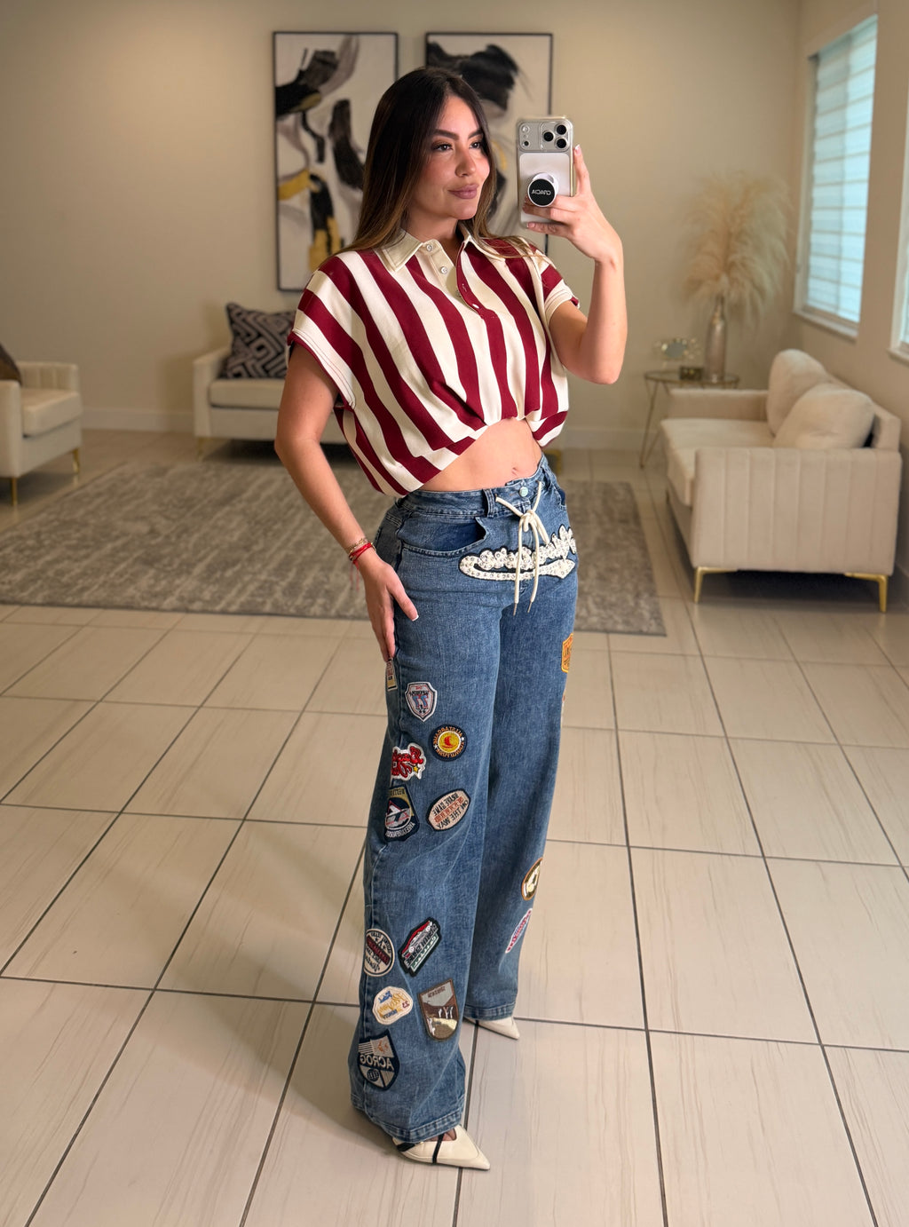 Sweet Stripes Red Wine Top