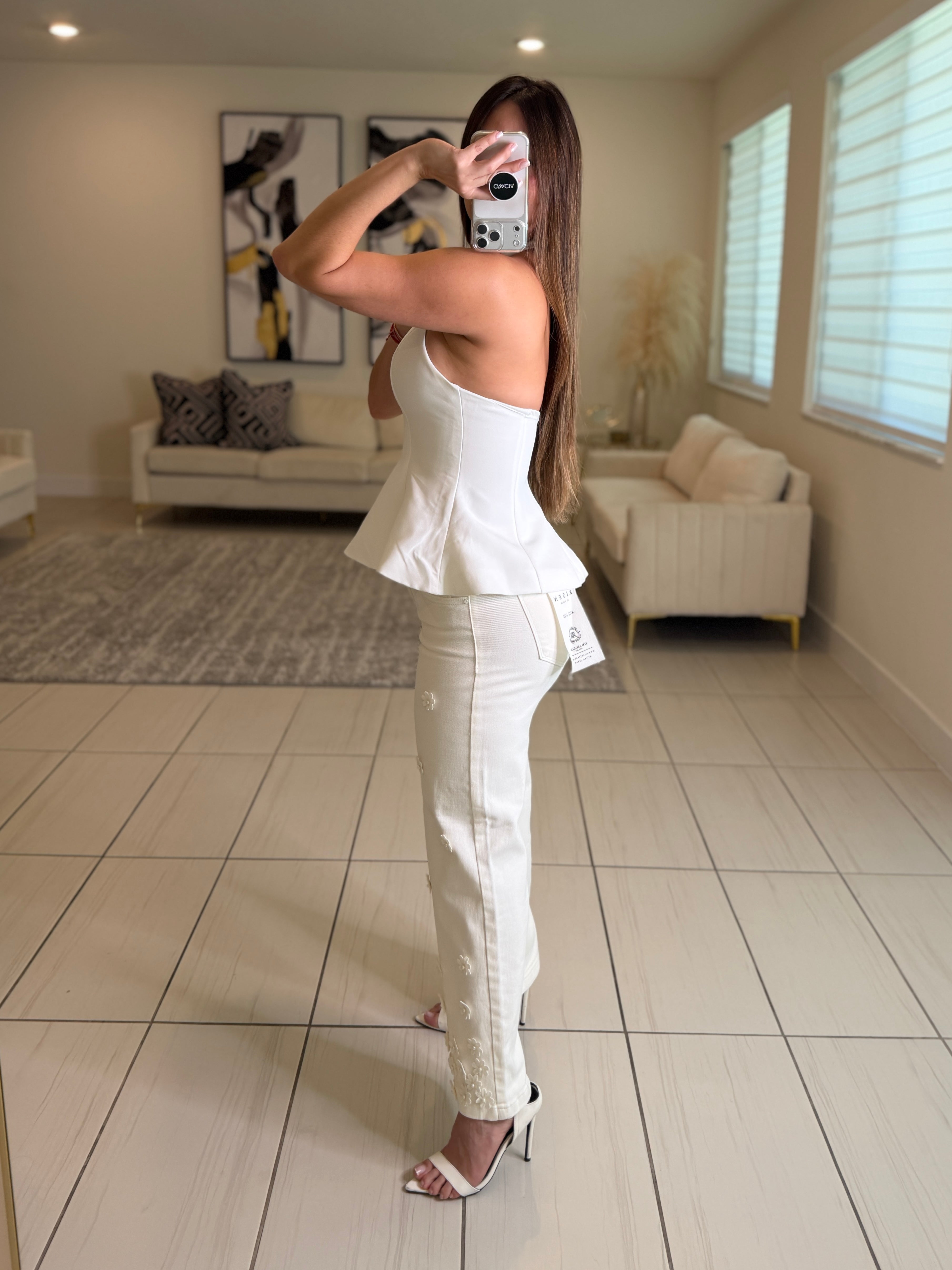 Garden Muse White Denim Pants