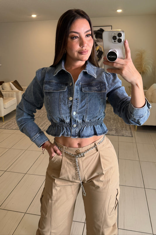 Luxe Horizon Blue Denim Jacket