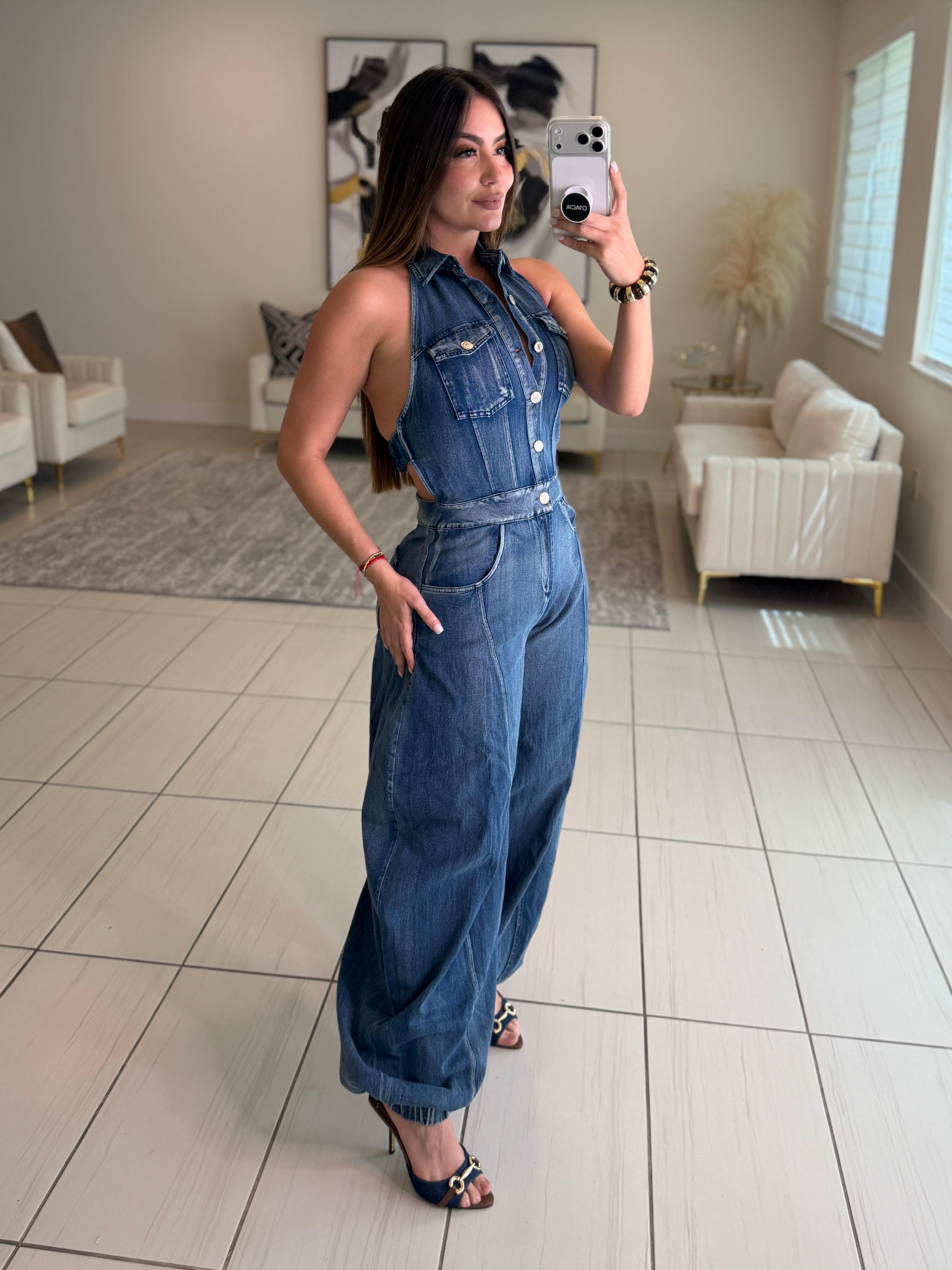 Divine Desire Blue Denim Jumpsuit