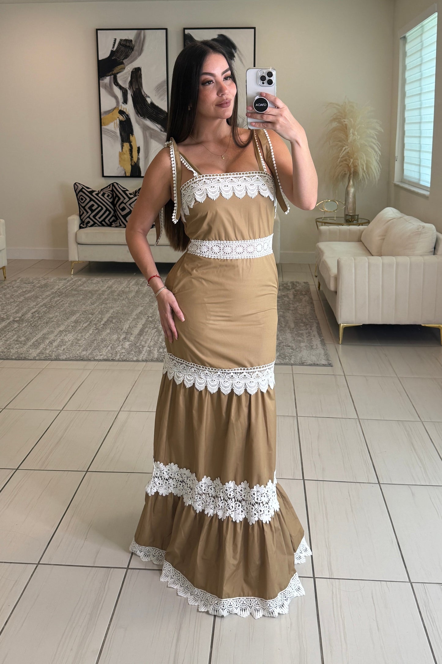 Split Intention Mocha Maxi Dress