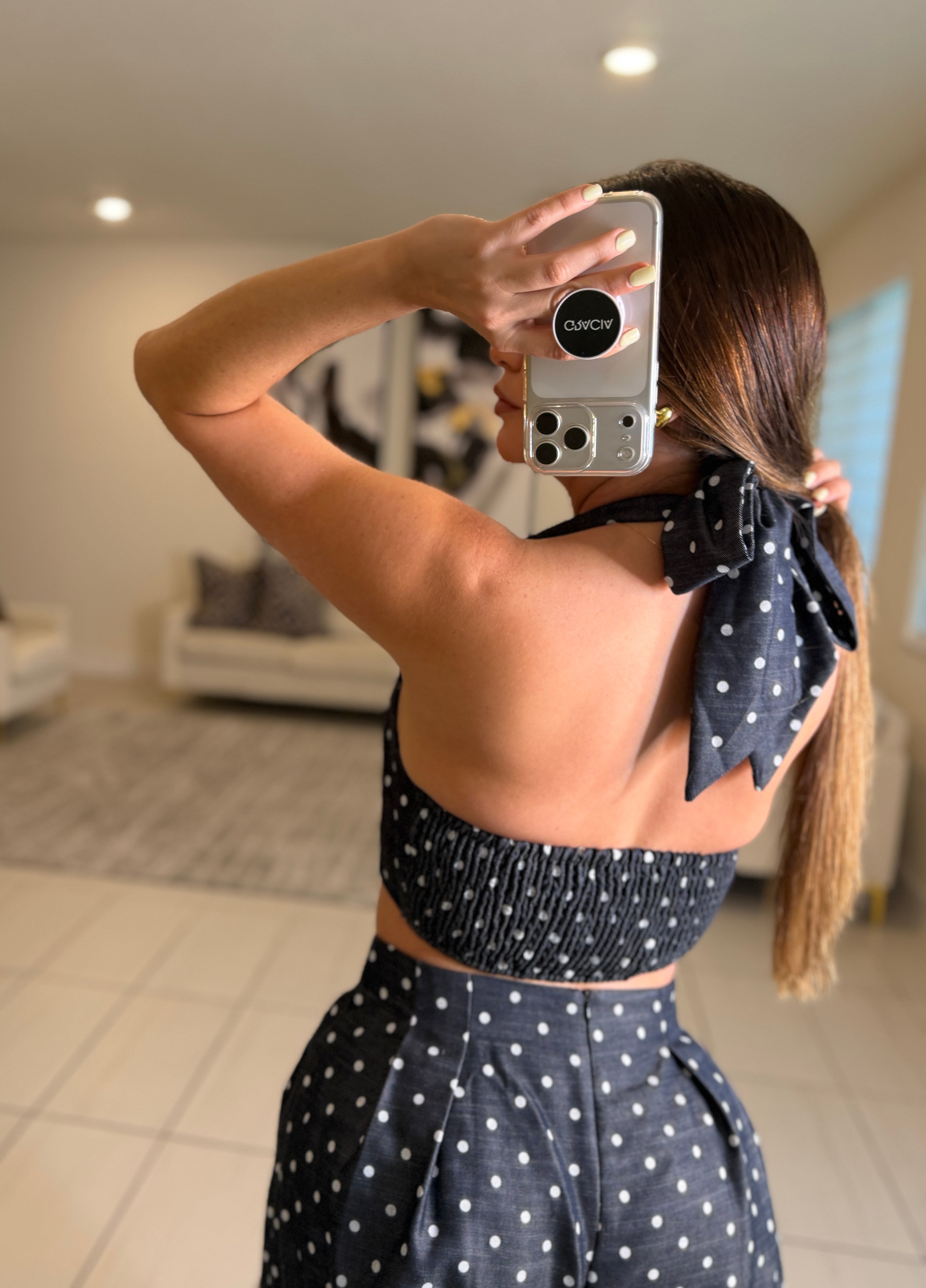 Romantic Polka Dot Shorts Set