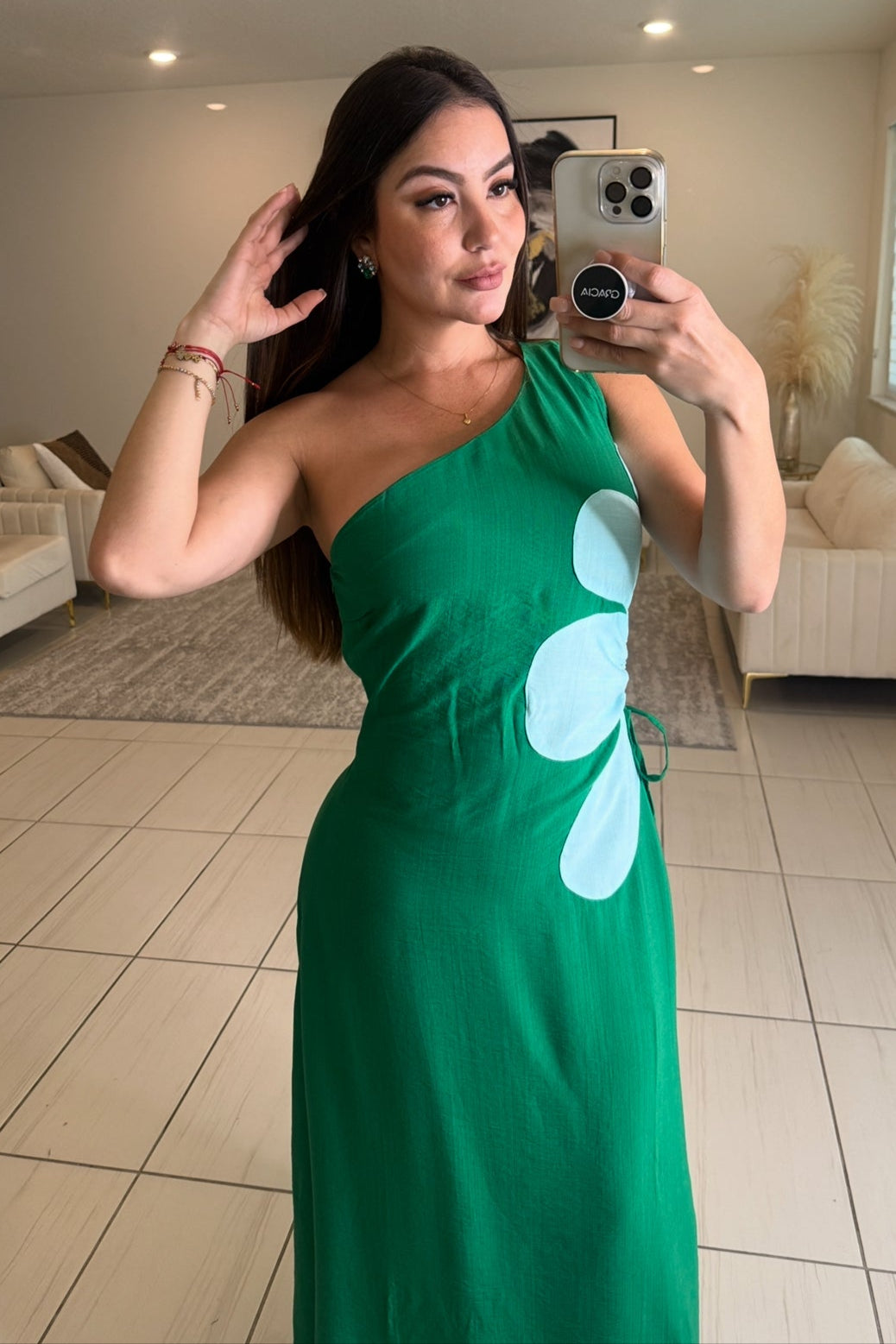 Poetic Love Floral Green Midi Dress