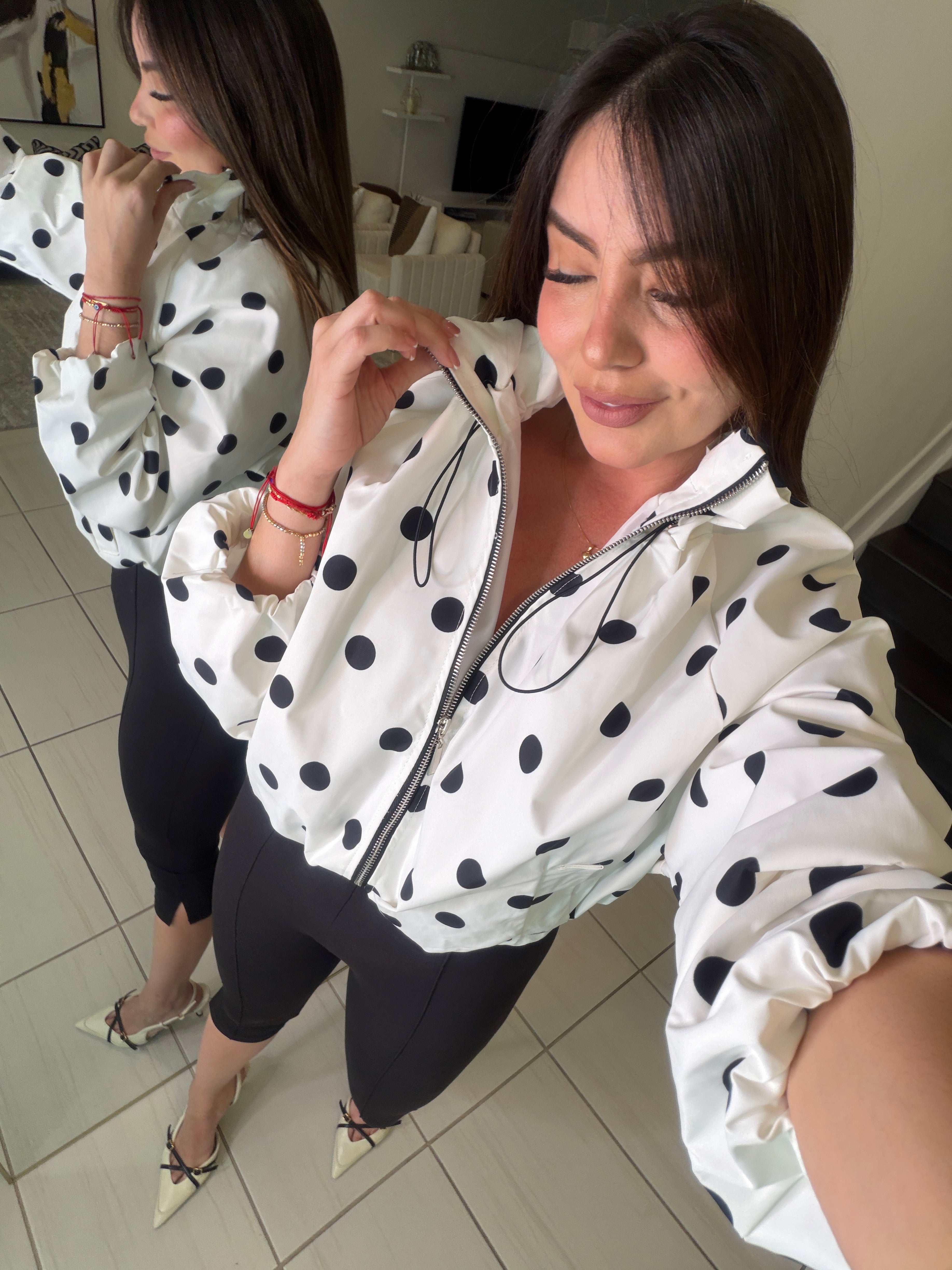 Polka Muse White Bomber Jacket
