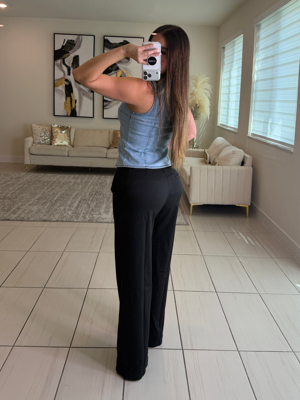 Iconic Contrast Black and Denim Pants