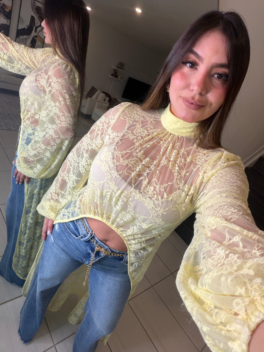 Eternal Muse Lace Yellow Maxi Top