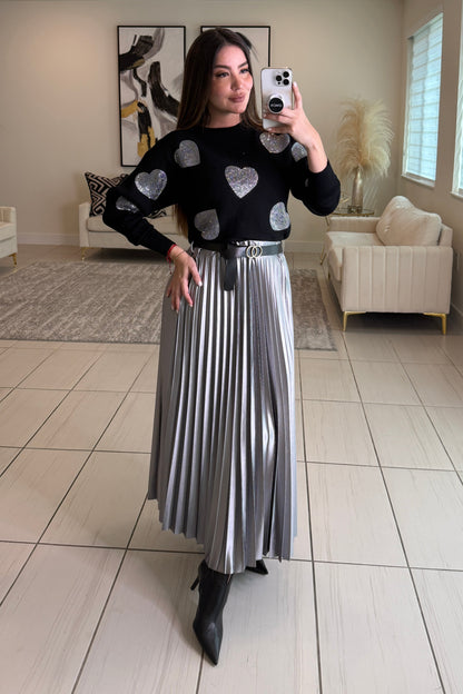 Magnetic Grey Midi Skirt