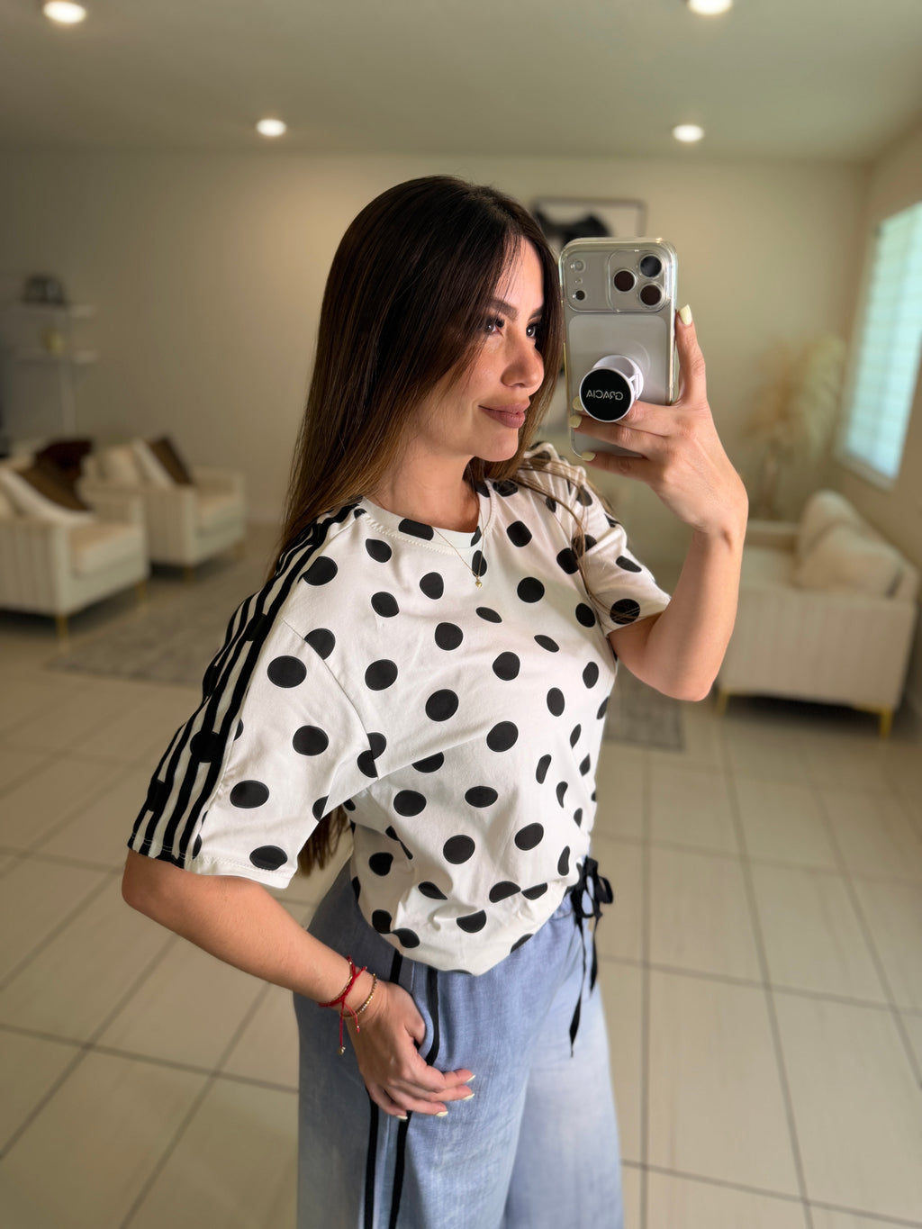 Divine Black Dots in White Tshirt