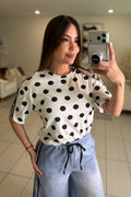 Divine Black Dots in White Tshirt