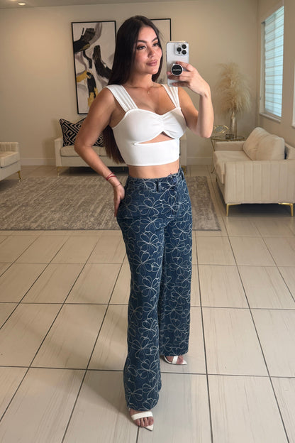 Floral Directive Denim Pants