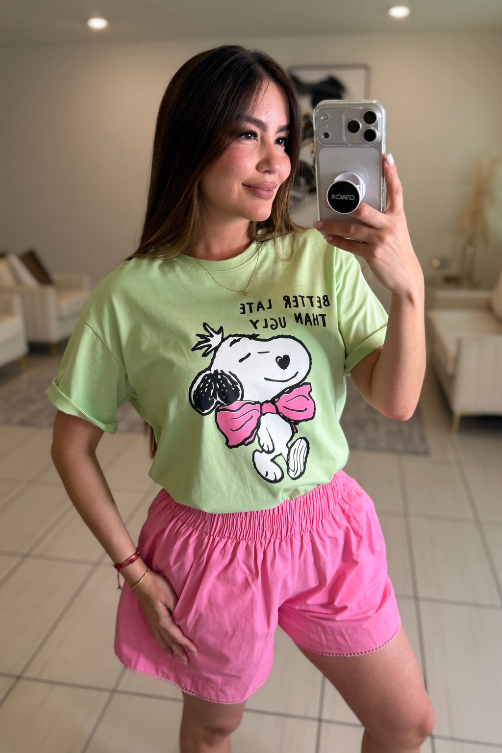 Better Late Than Ugly Green Tshirt