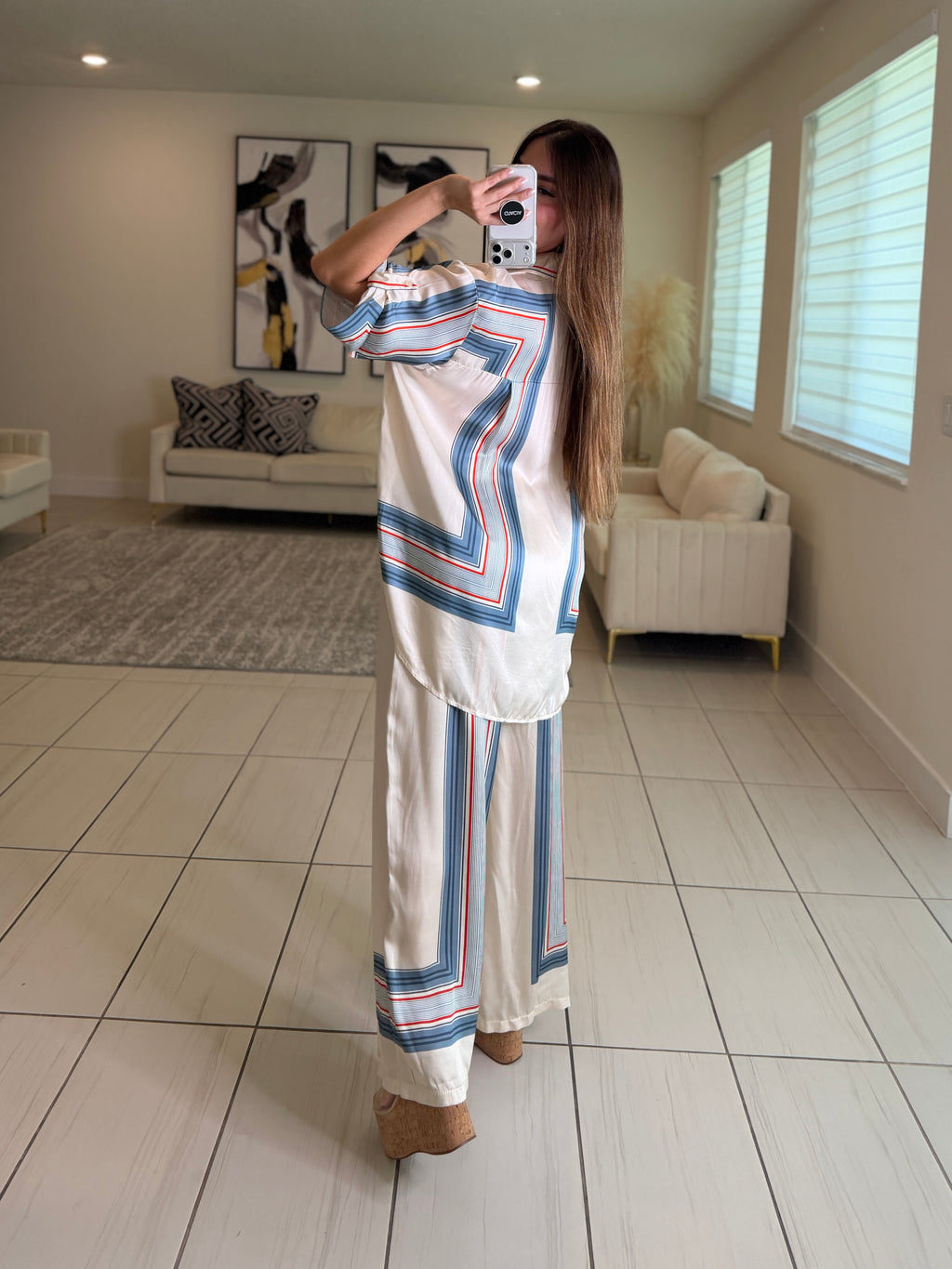 Marine Stripes Beige Pant Set