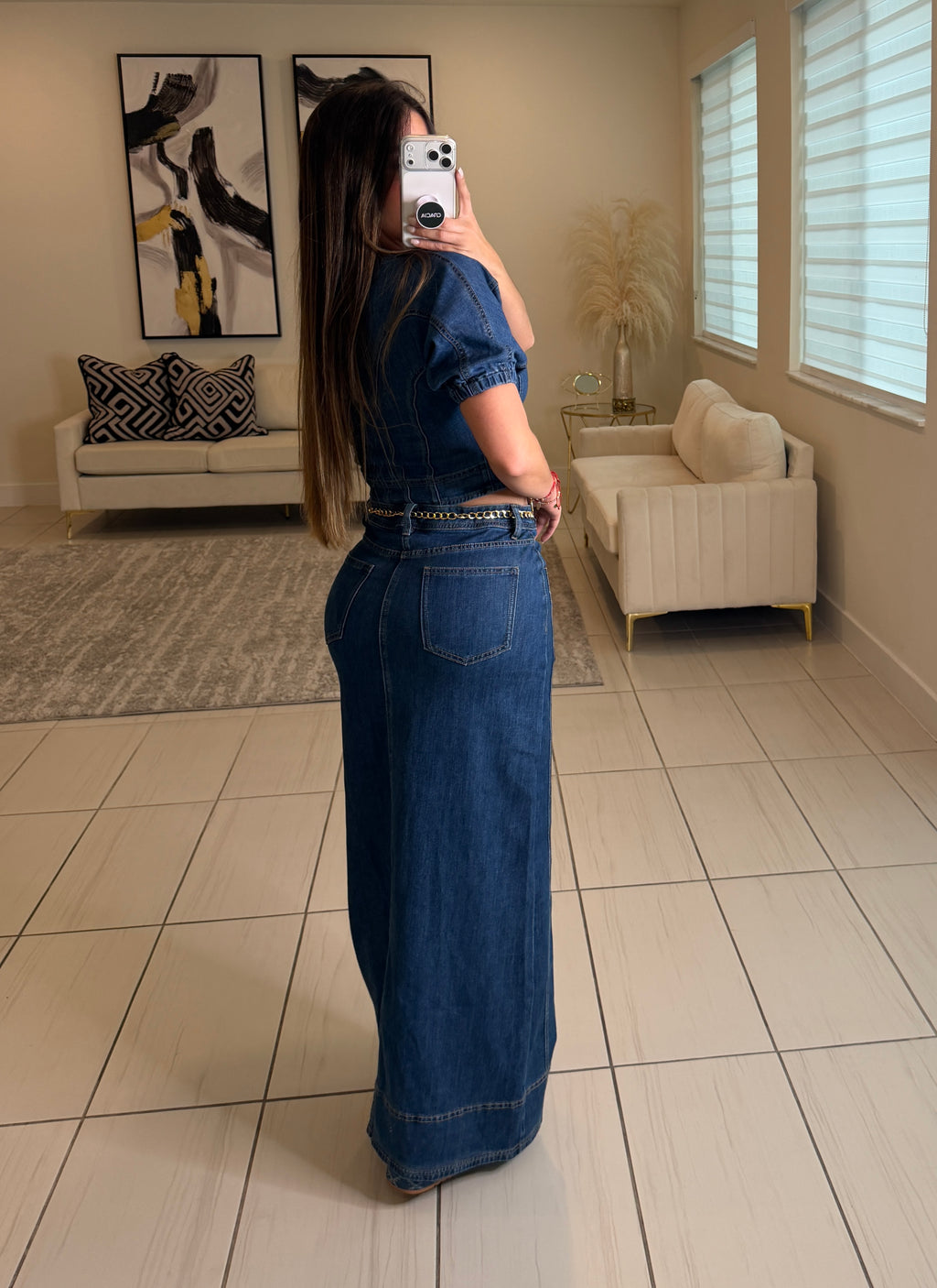 Gonna Scampanata in Denim Skirt Set