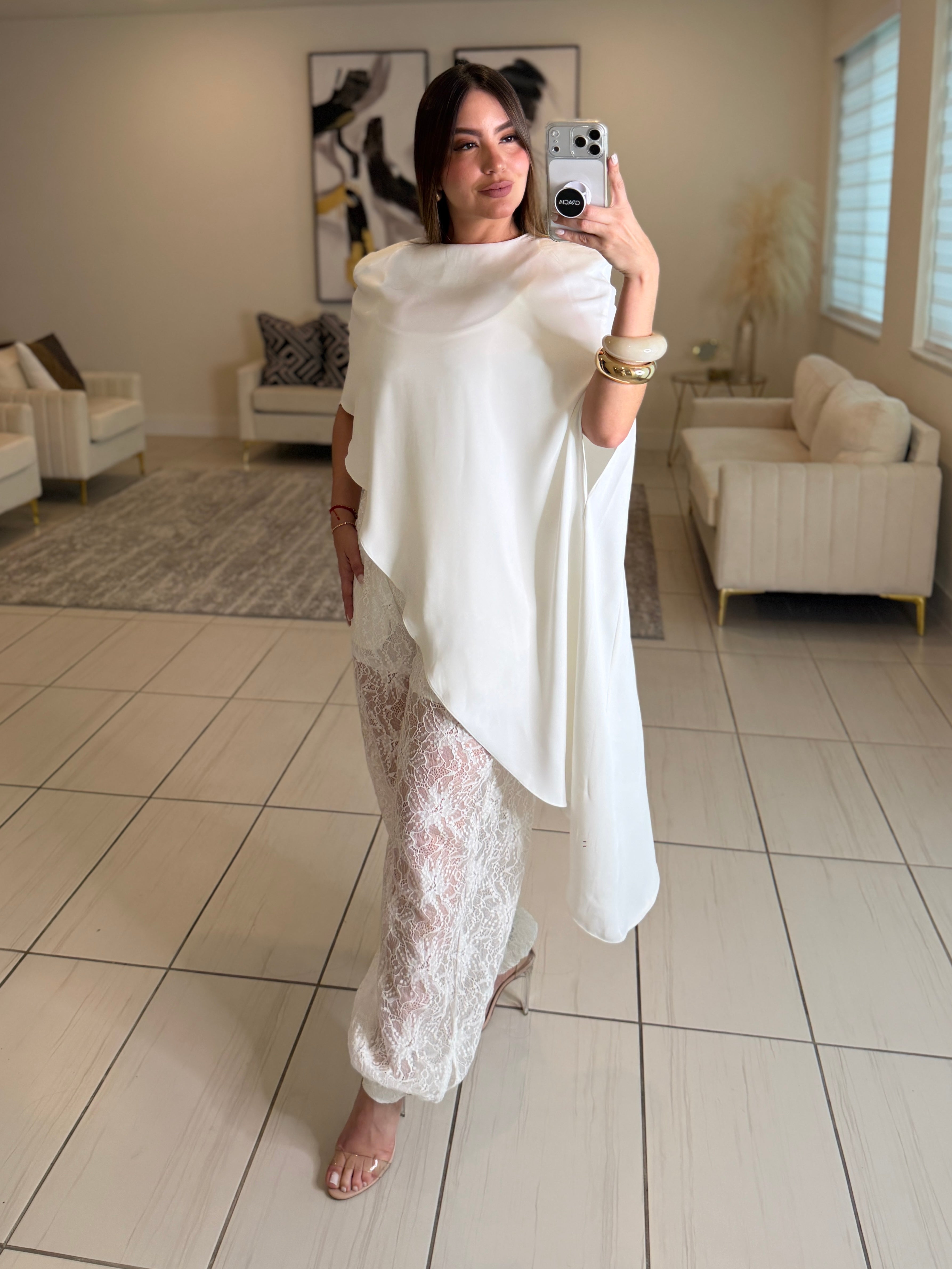 Bella Asymmetric White Top