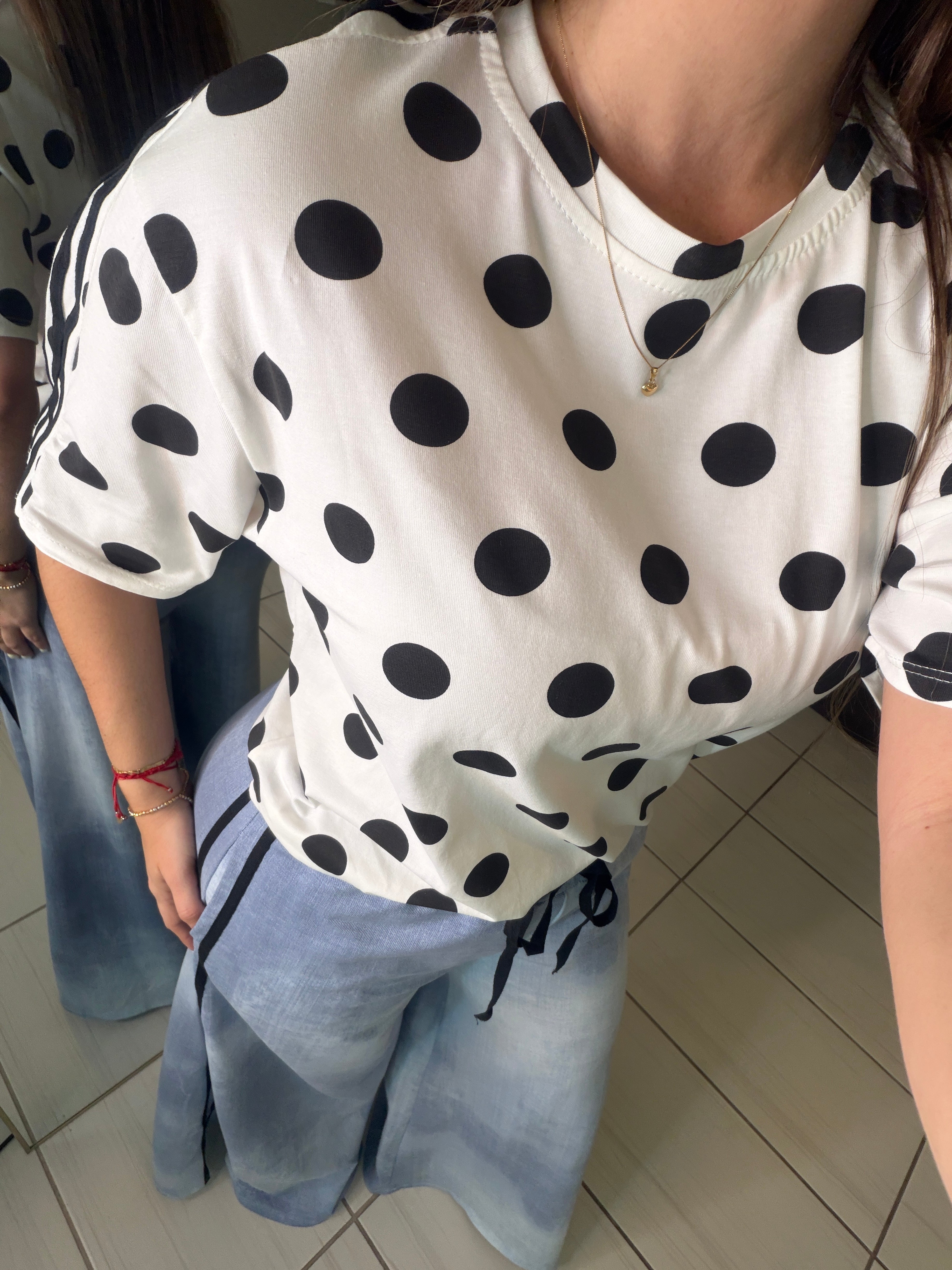 Divine Black Dots in White Tshirt