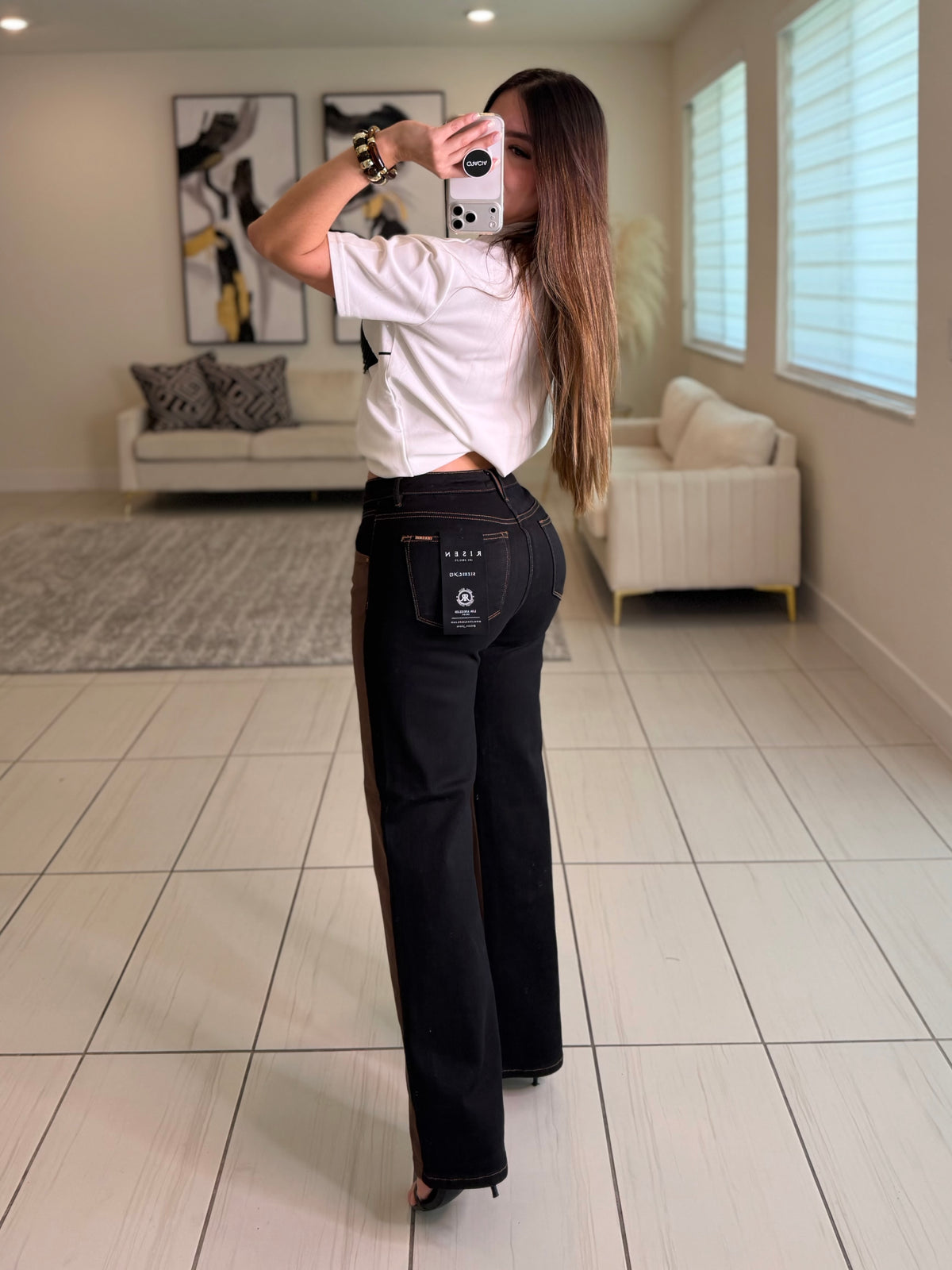 Black Embellished White Tshirt