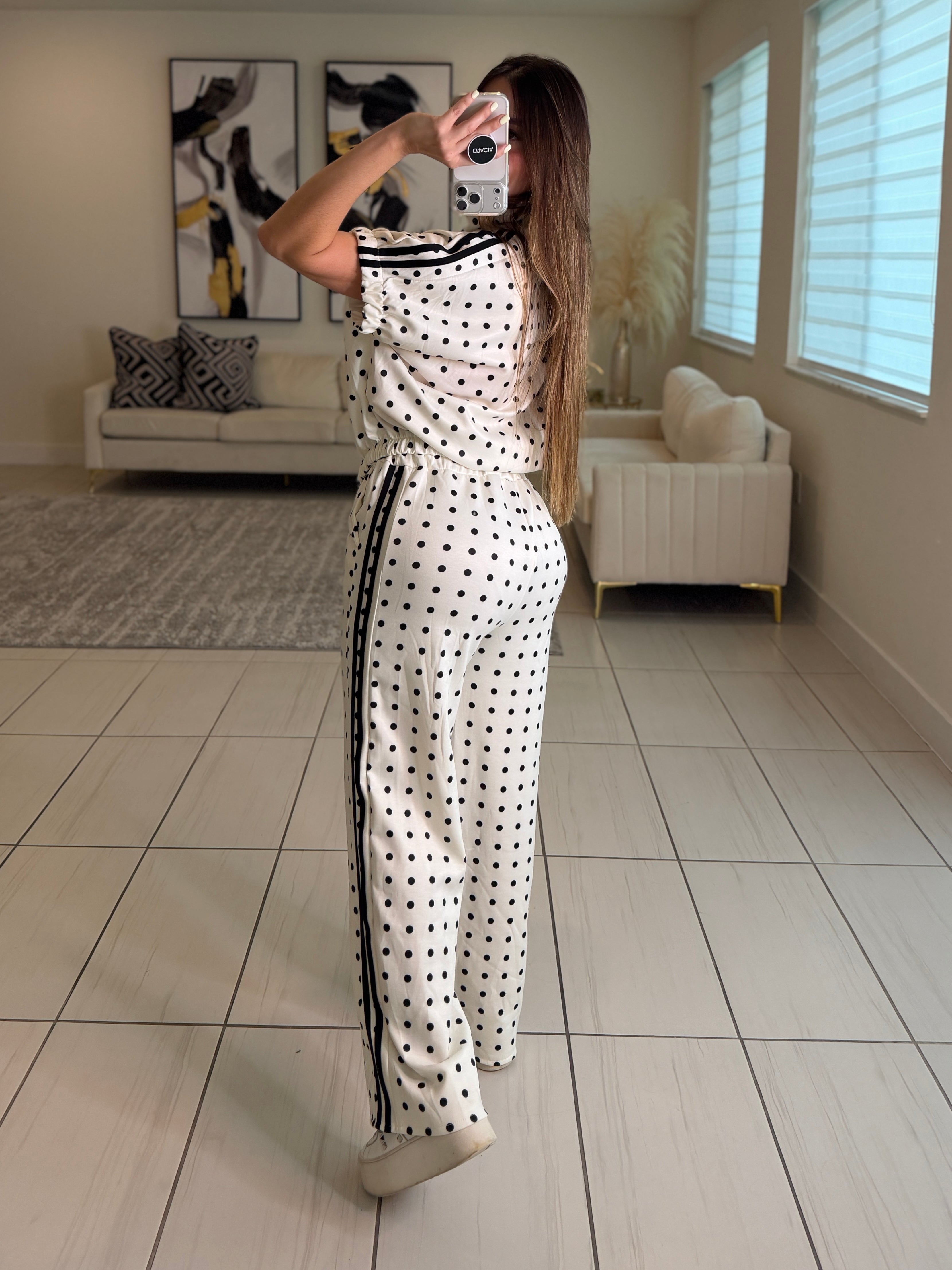 Italian Dots White Pants Set